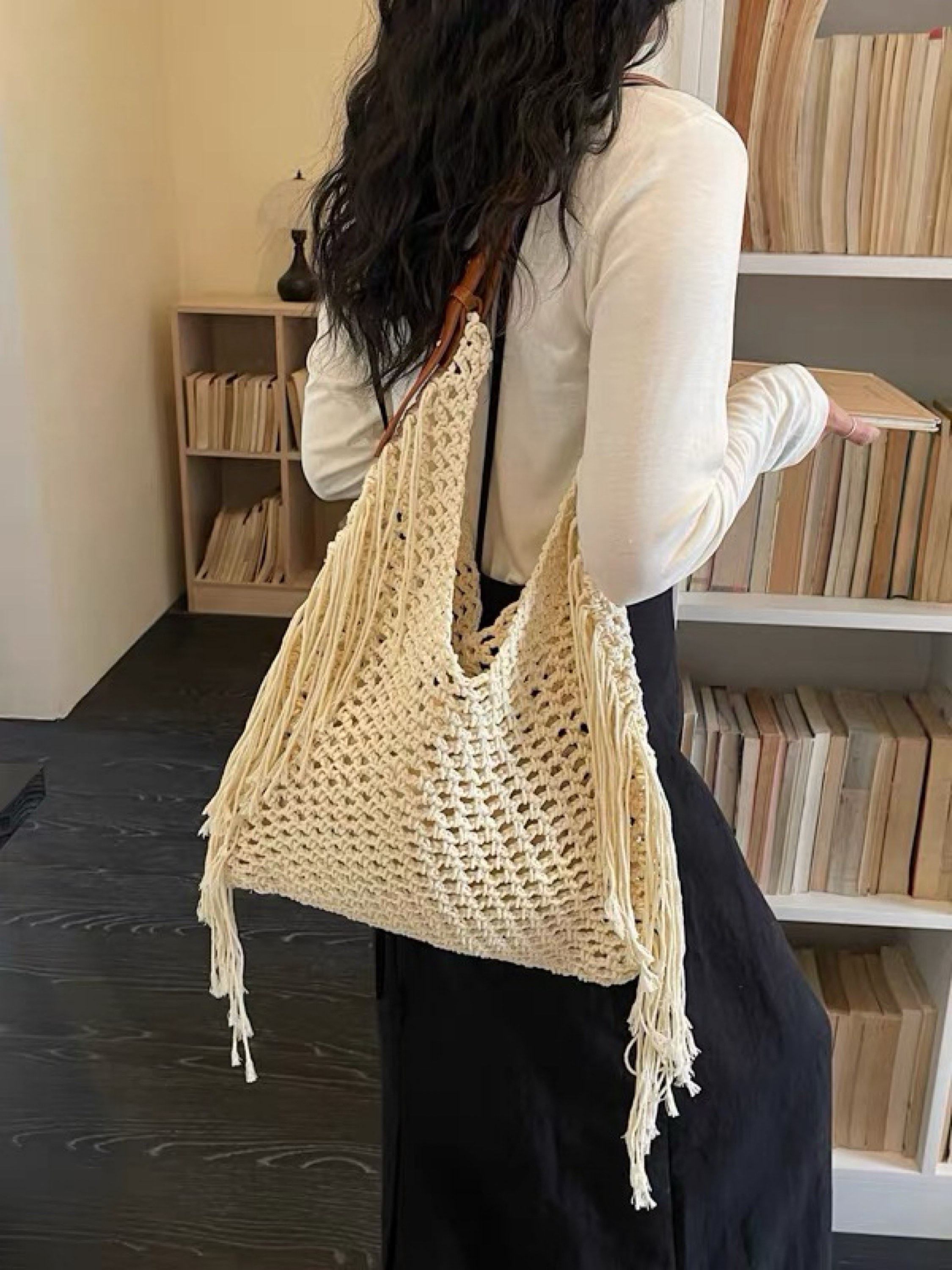Bolsa de Praia em Crochê com Franjas