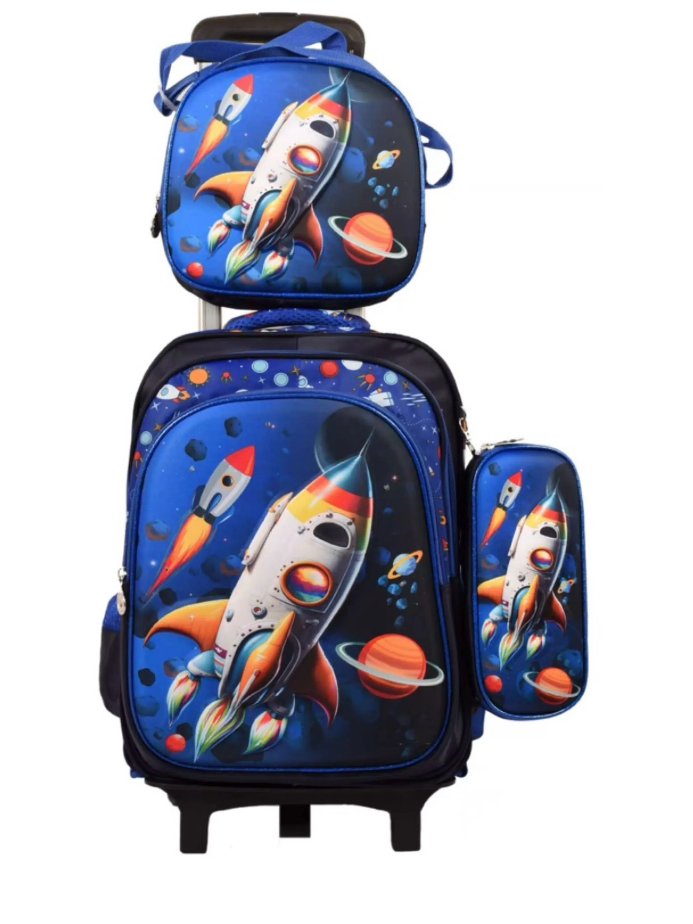 Kit Mochila Escolar Infantil com Carrinho 3 Peças 1602B