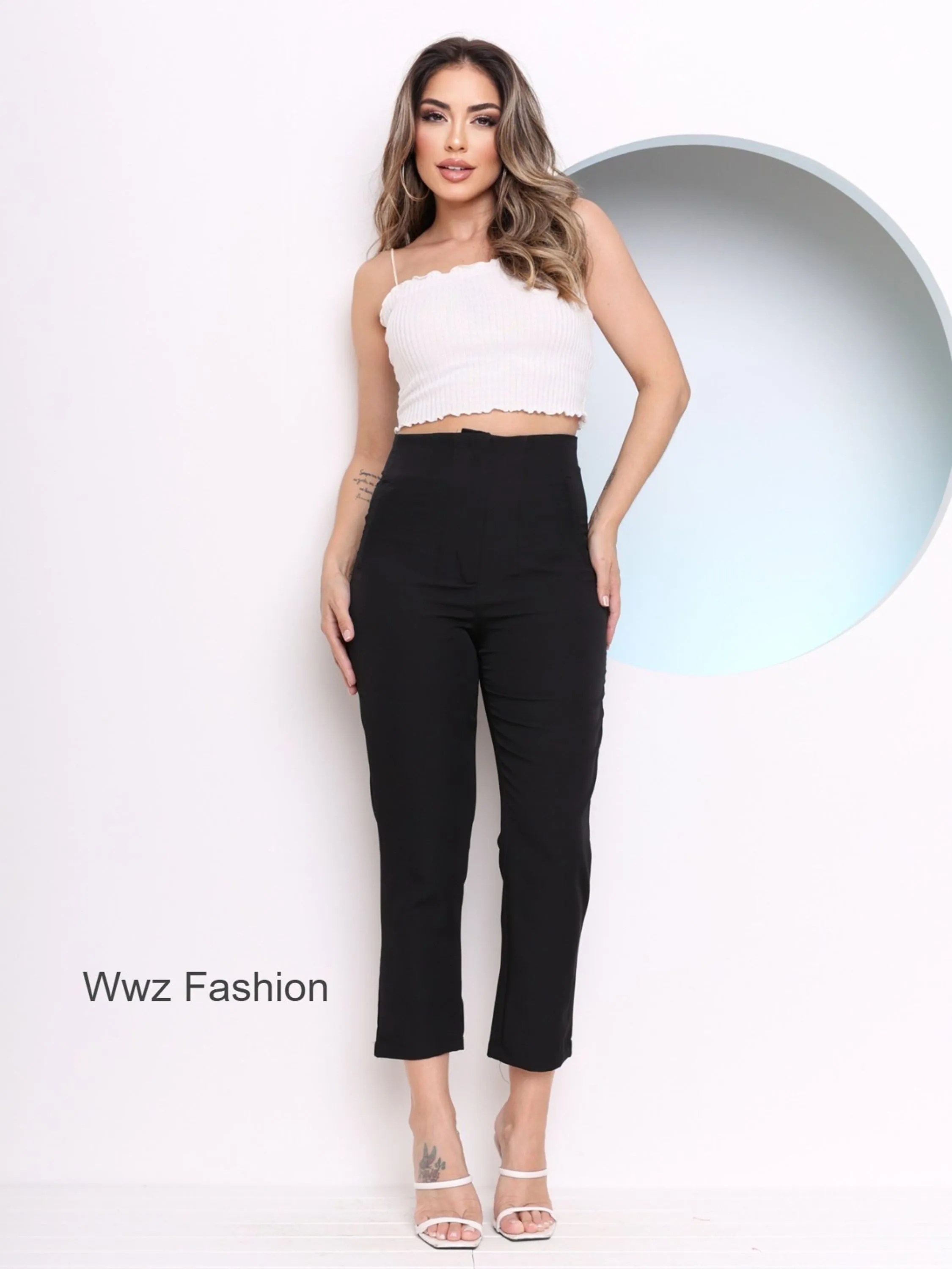 Wwz Fashion Calça Alfaiataria Zr Feminina Cintura Alta Laçamento Moda Luxo Elegancia Eloquencia Blogueirinha  020