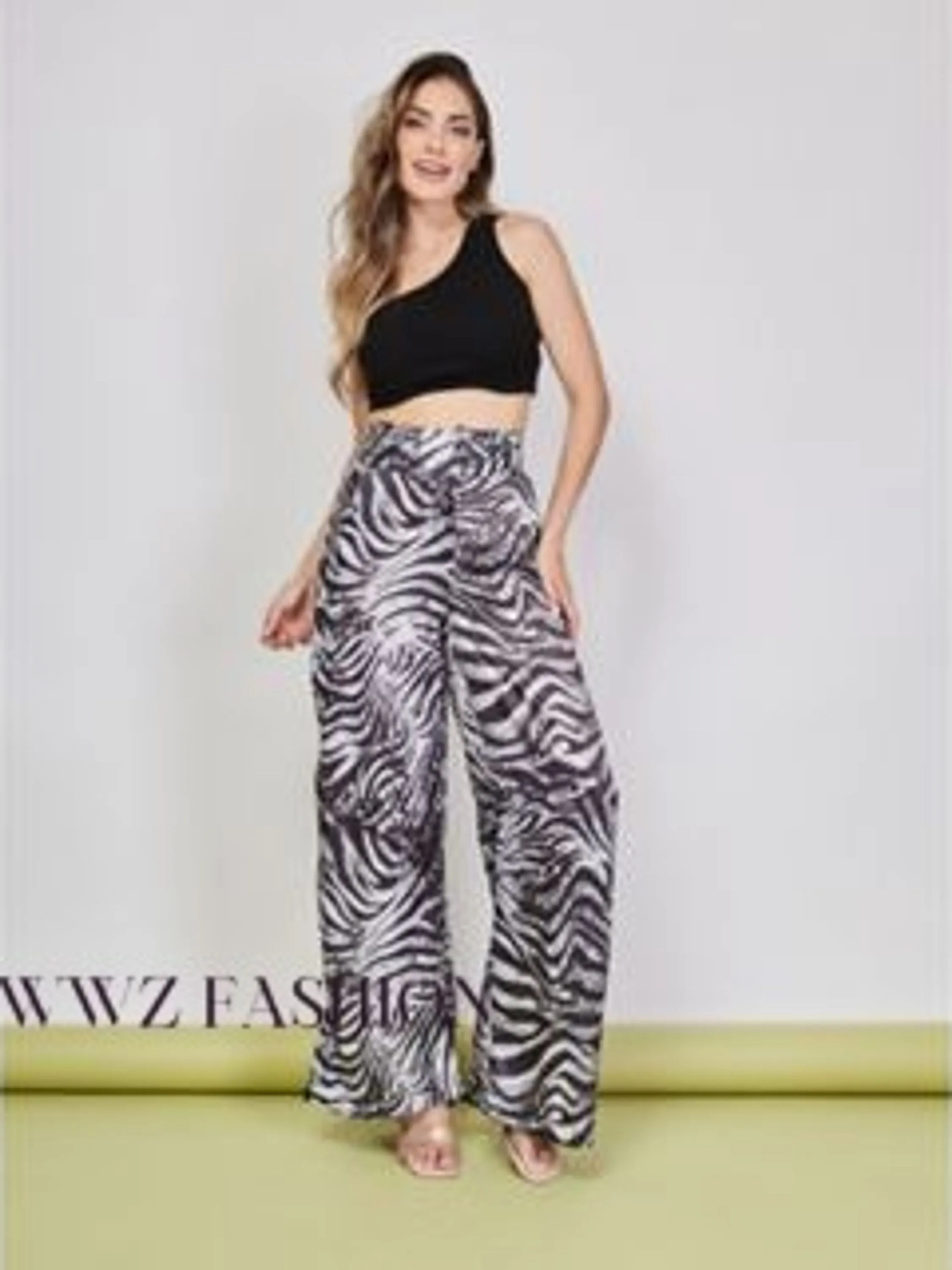 Wwz Fashion Calça Pantalona Cetim C8406