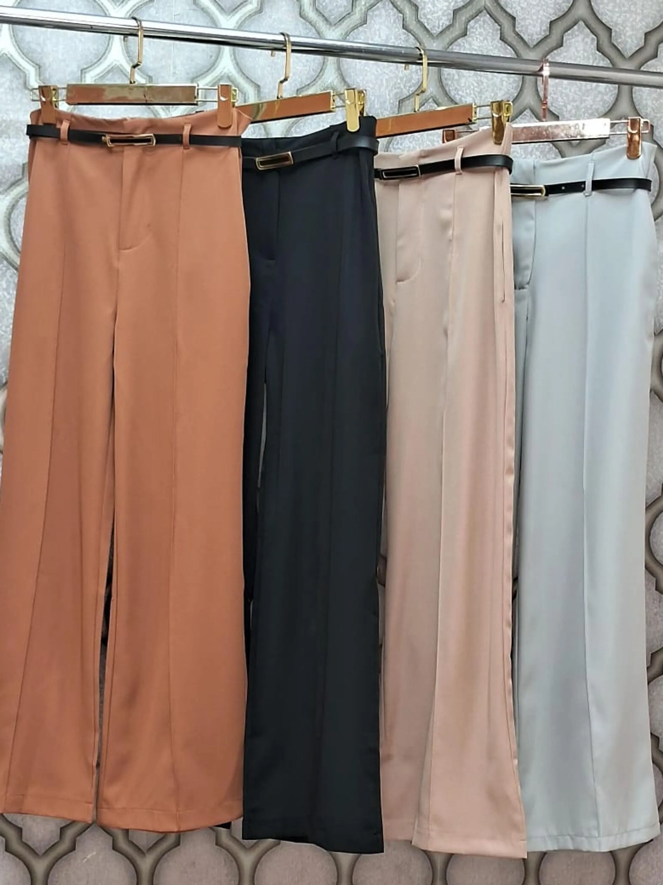 Wwz Fashion Calça Alfaiataria Pantalona Cintura Alta Acompanha Cinto 8028