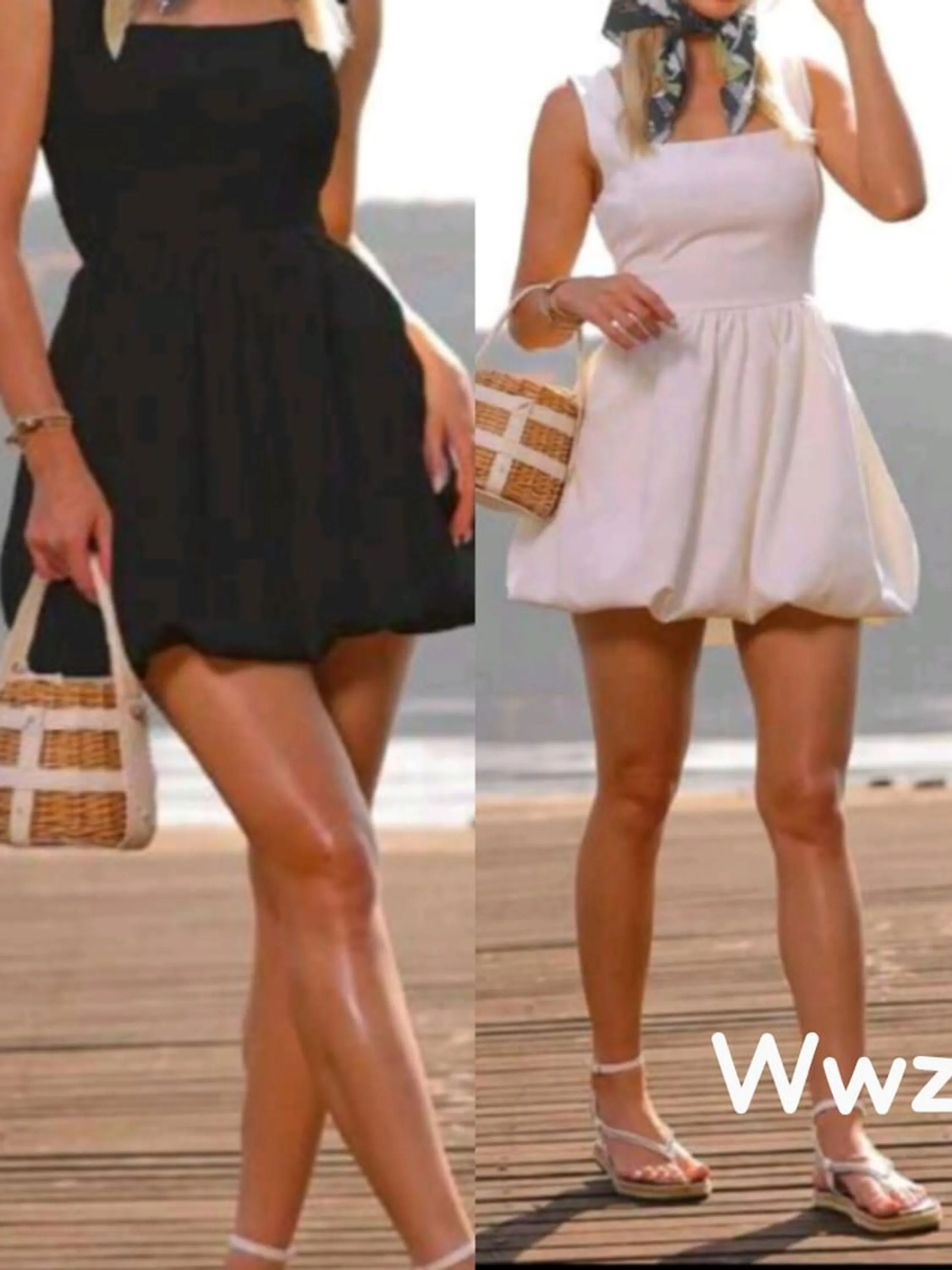 Wwz Fashion Vestido Curto Balonê Sem Mangas Feminino Gringa Lançamento 191