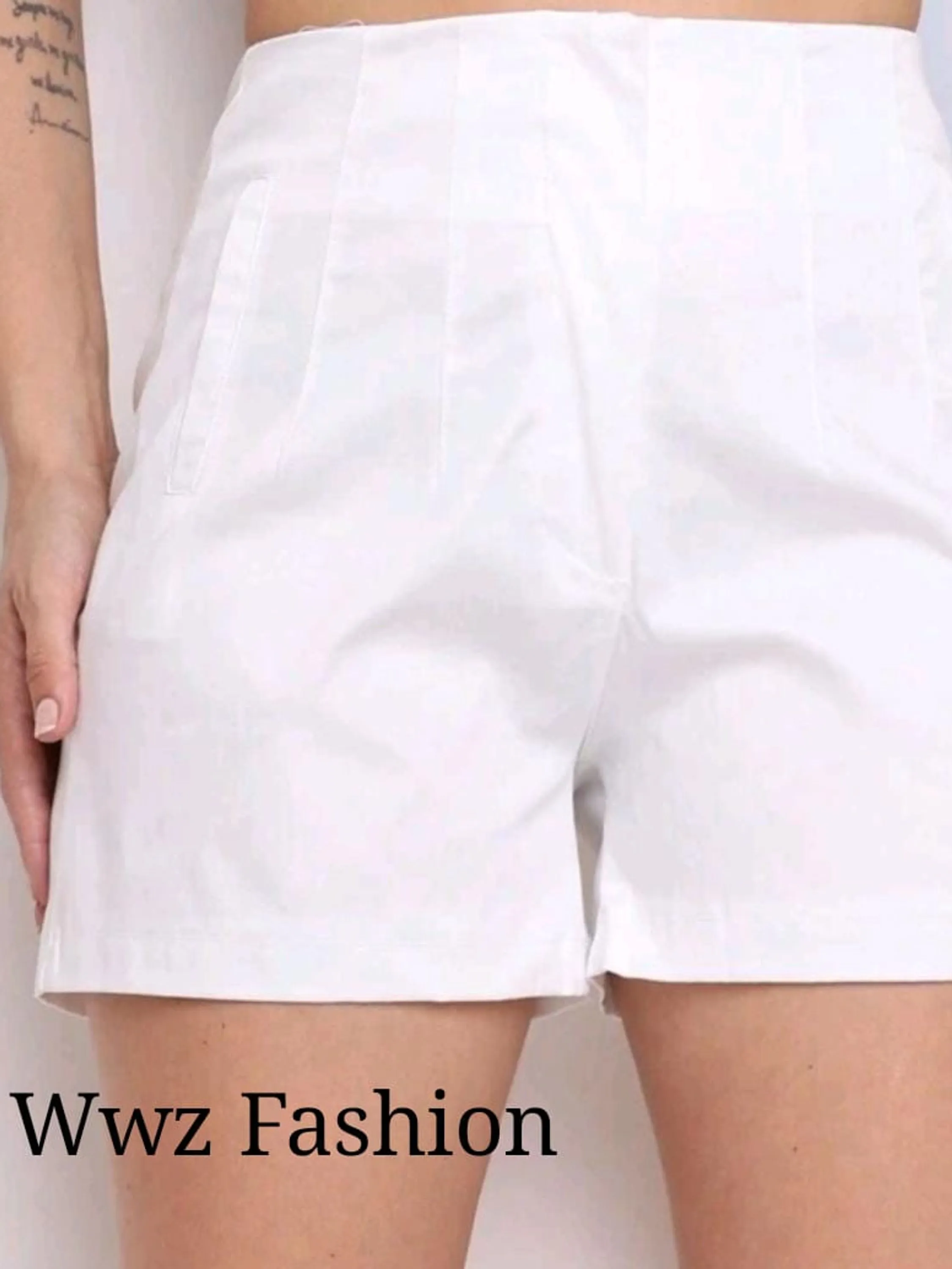 Wwz Fashion  Short de Sarja Cintura Alta Short Zr 9356