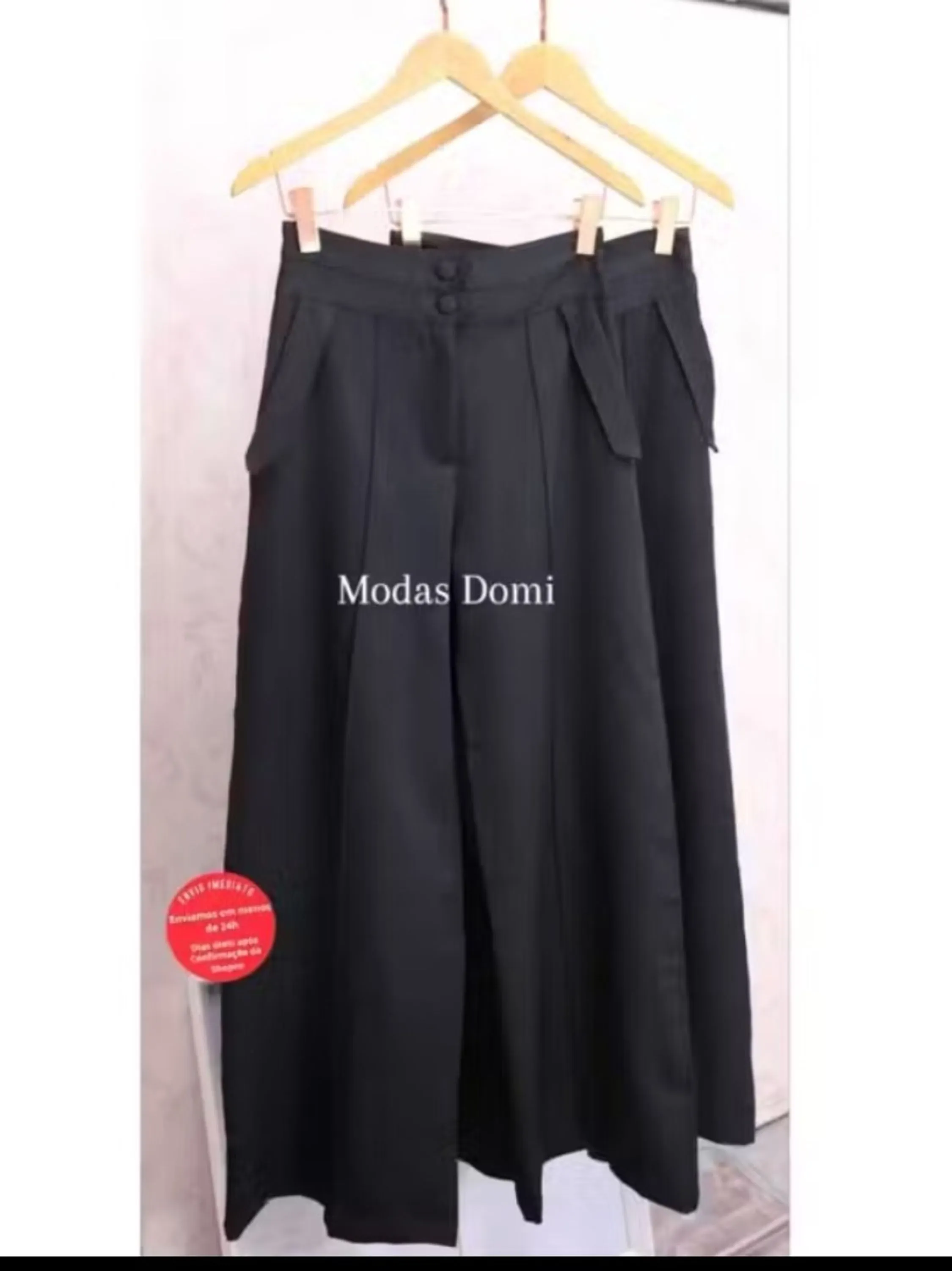 Modas Domi Calça Pantalona Alfaiataria Botão Forrado D8297