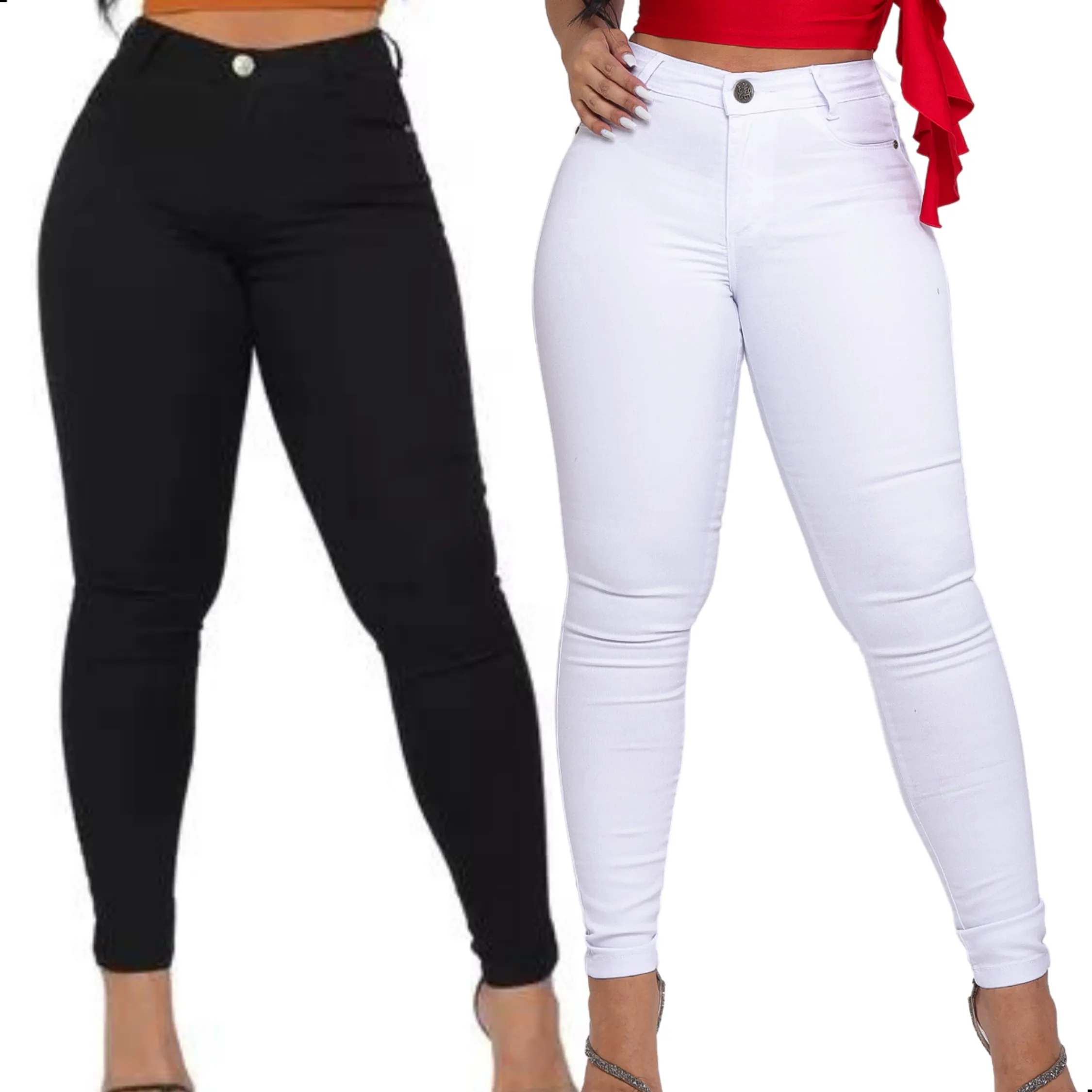 Kit Calça Jeans Skinny Feminina Cintura Alta Trabalho Passeio Eventos