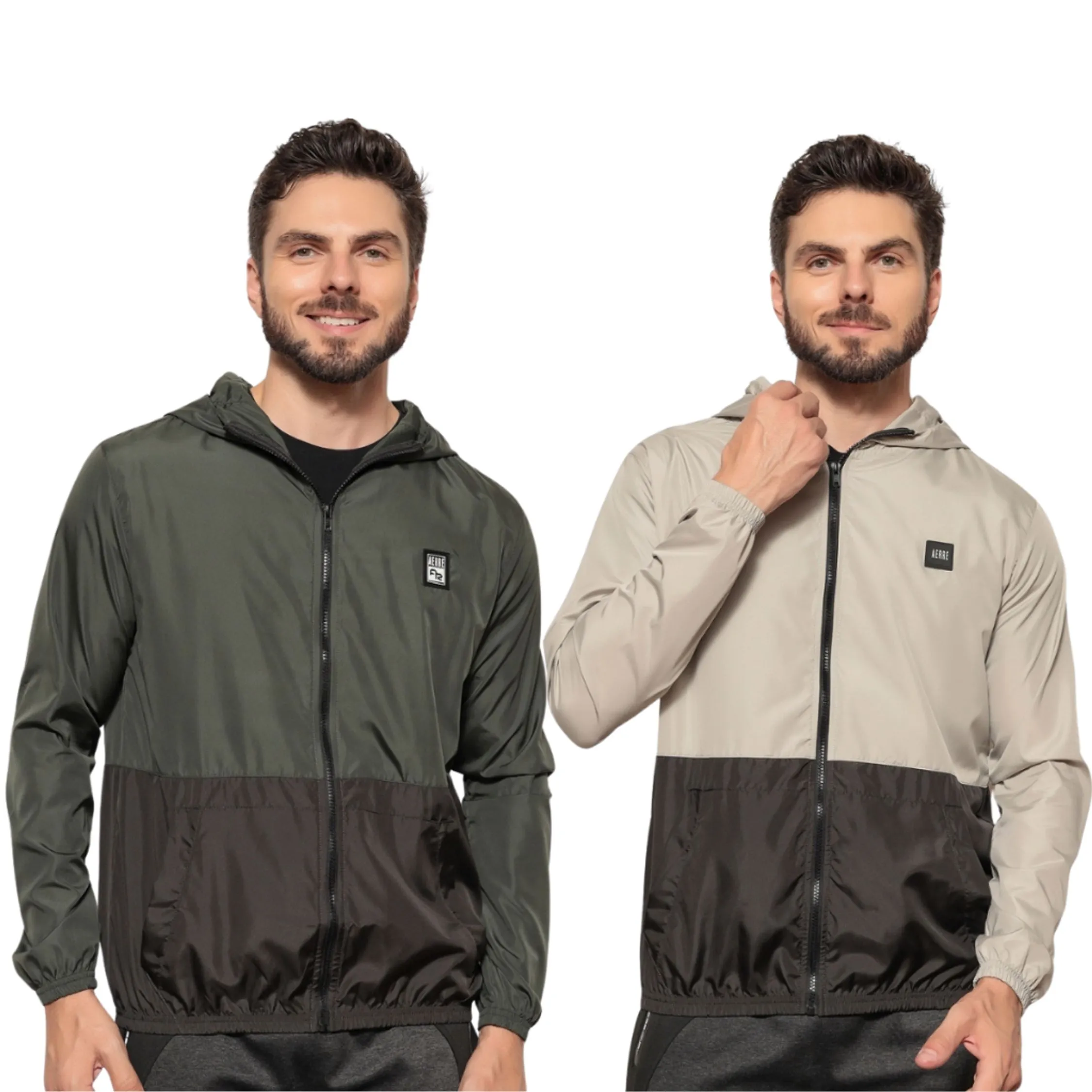 Kit 2 Corta Vento Esportiva Corrida Frio Zíper Chuva Moto Tactal Capuz