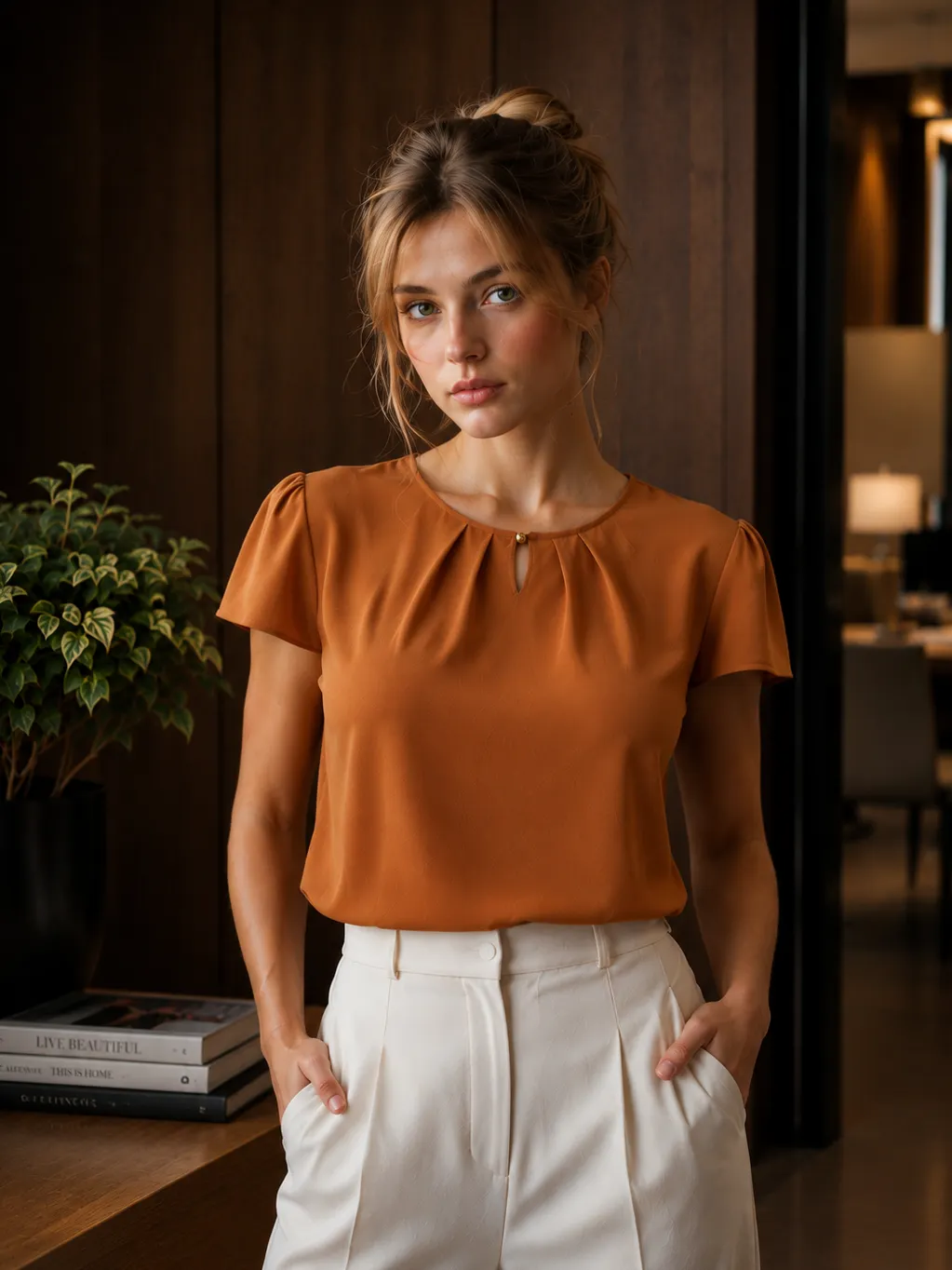 Blusa Feminina Manga Curta MARISSOL Tecido Duna Tendência Li