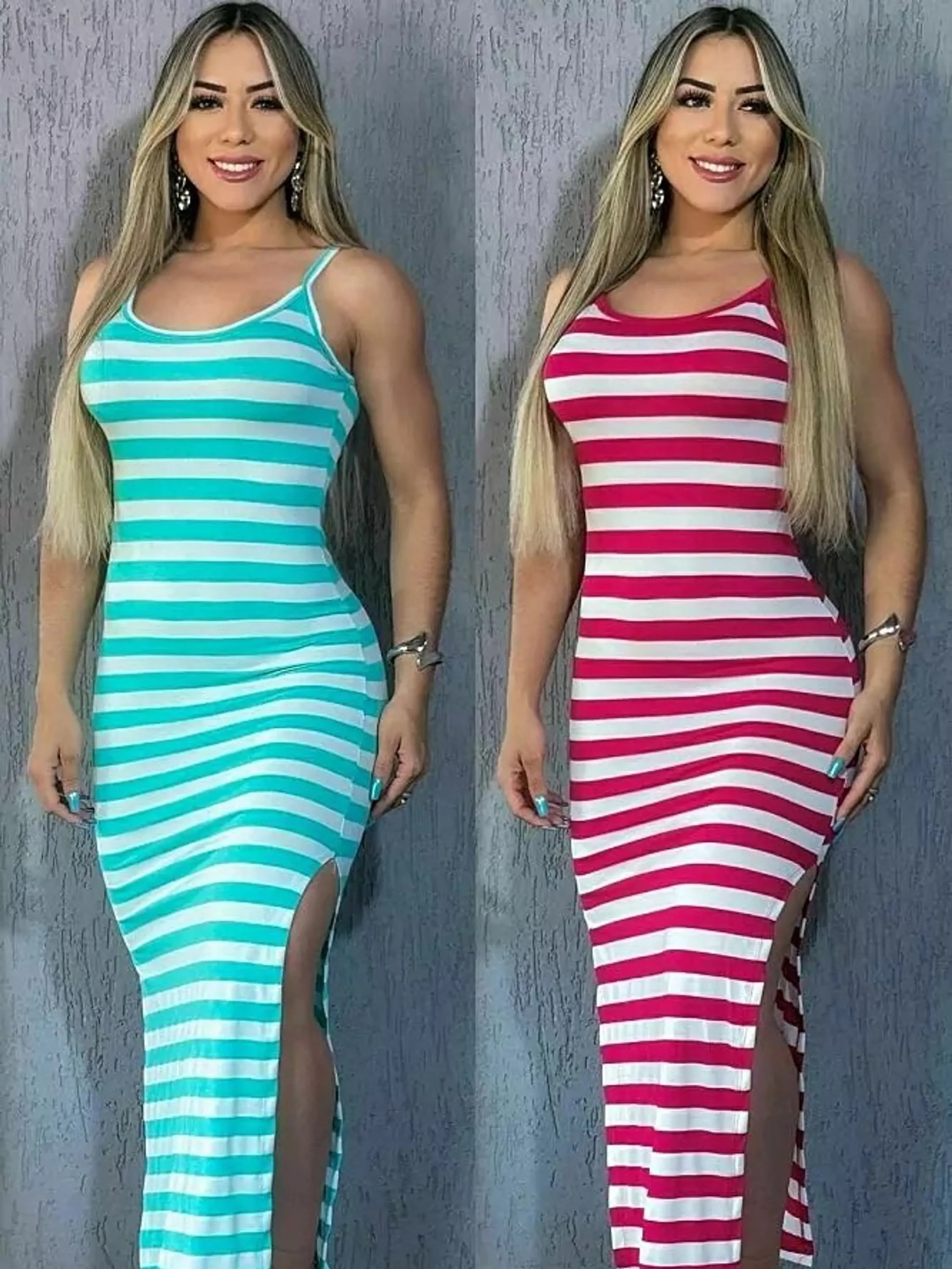 Vestido Midi Alcinha Com Fenda Viscolycra Verão/Outono 2025