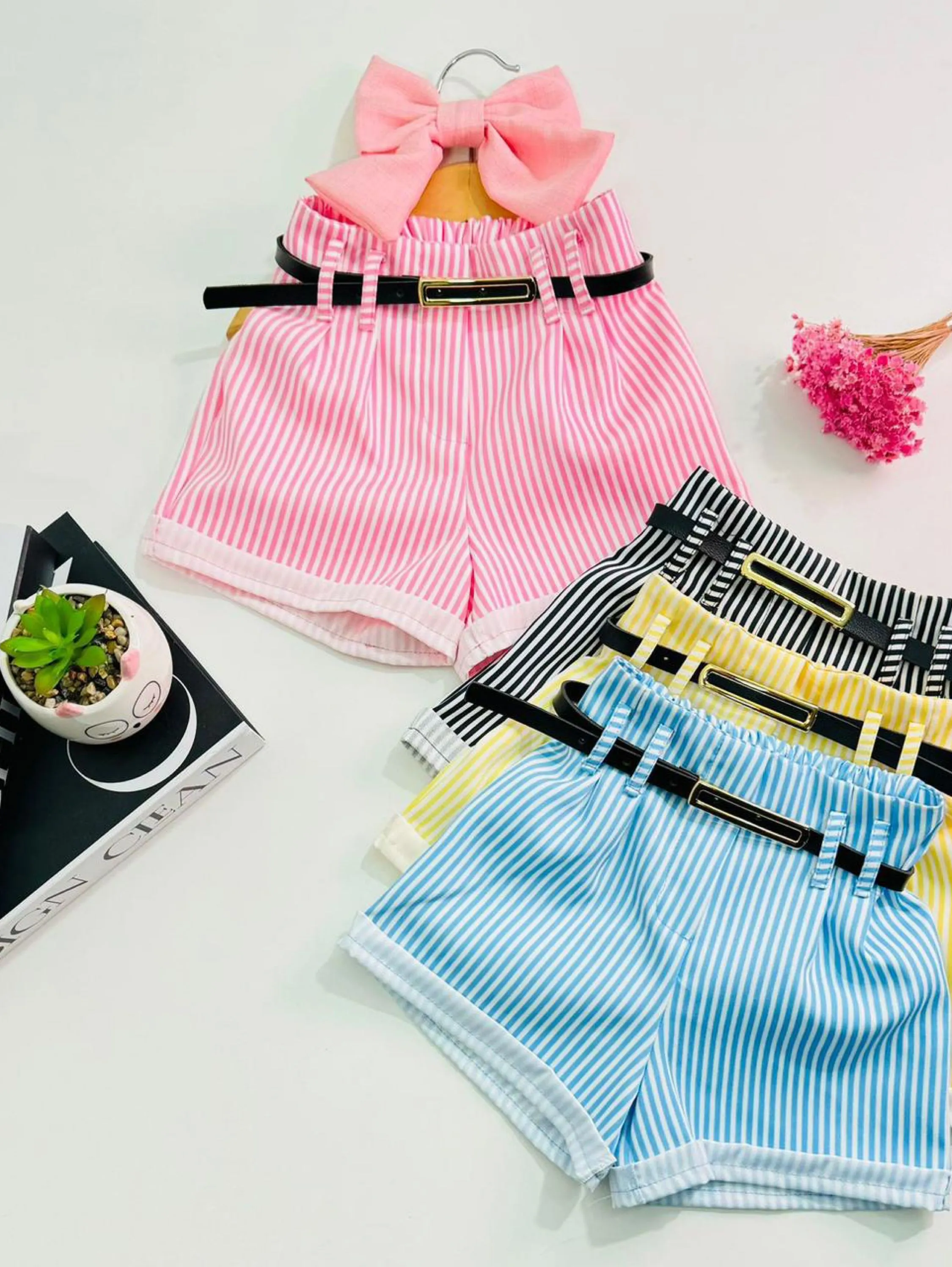 Short alfaiataria com cinto infantil