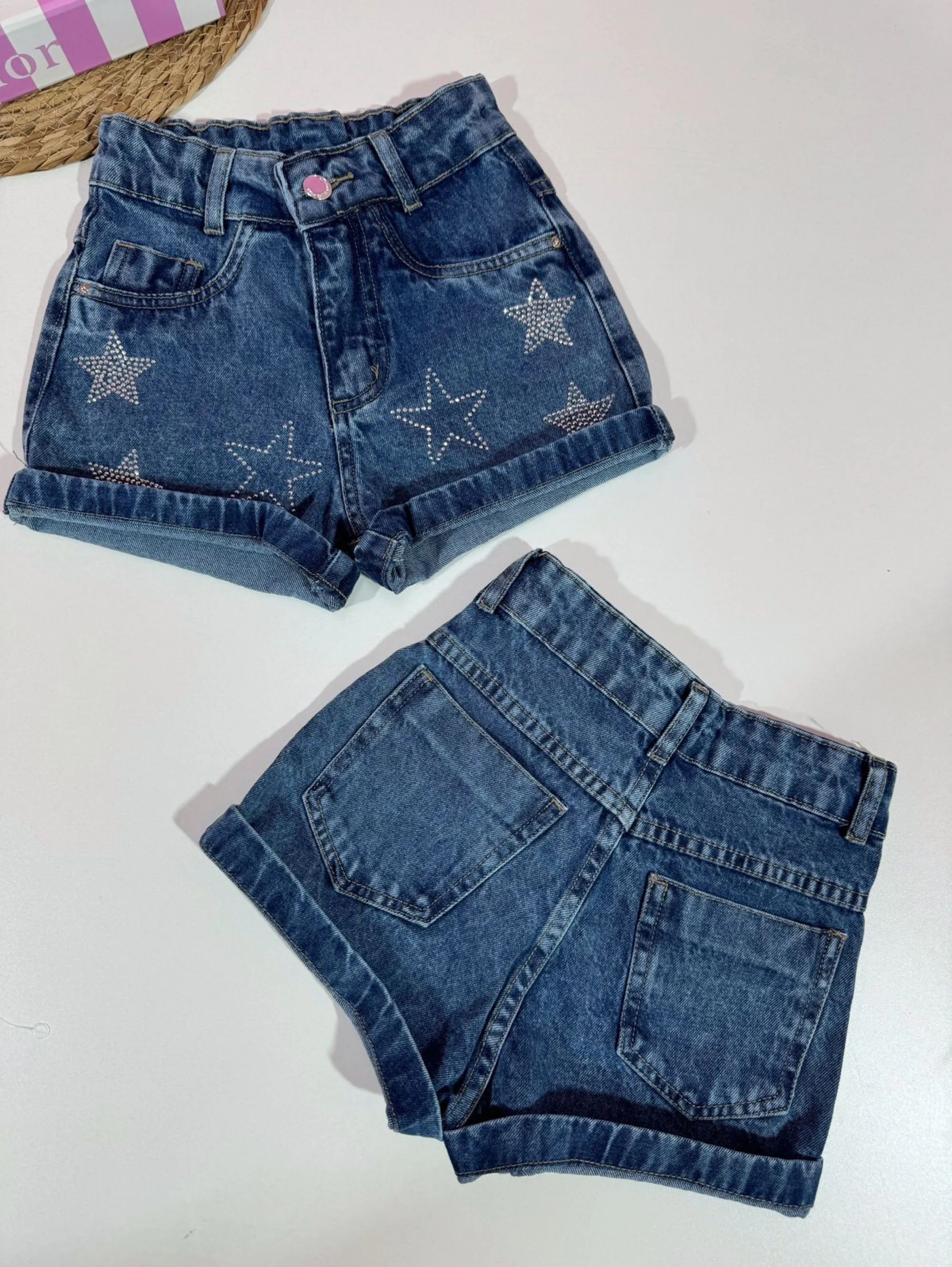 Short jeans estrela infantil