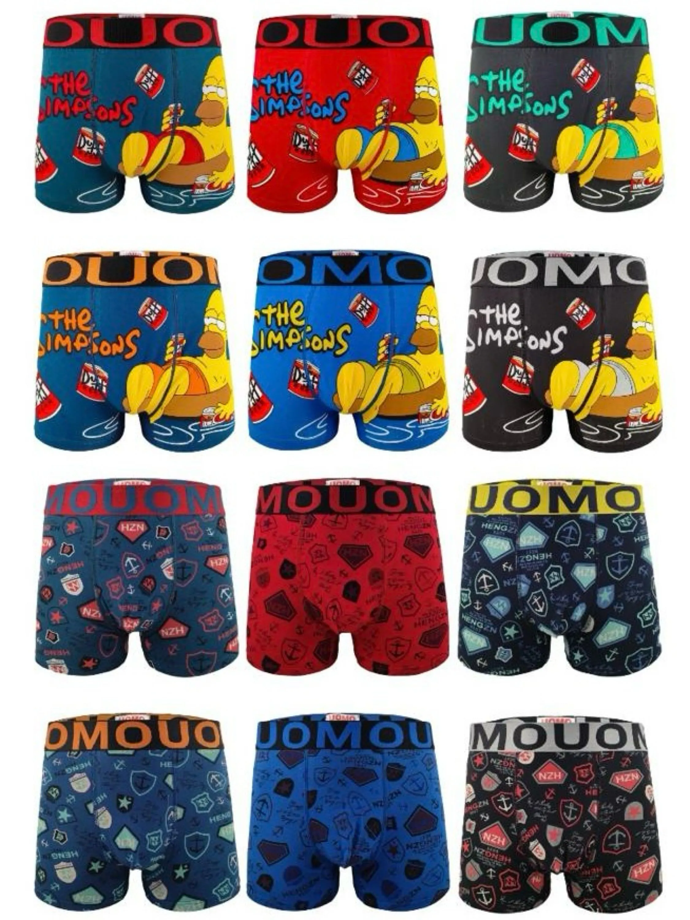 Kit 12 Cueca box masculina  Lupo  Lisa e estampado