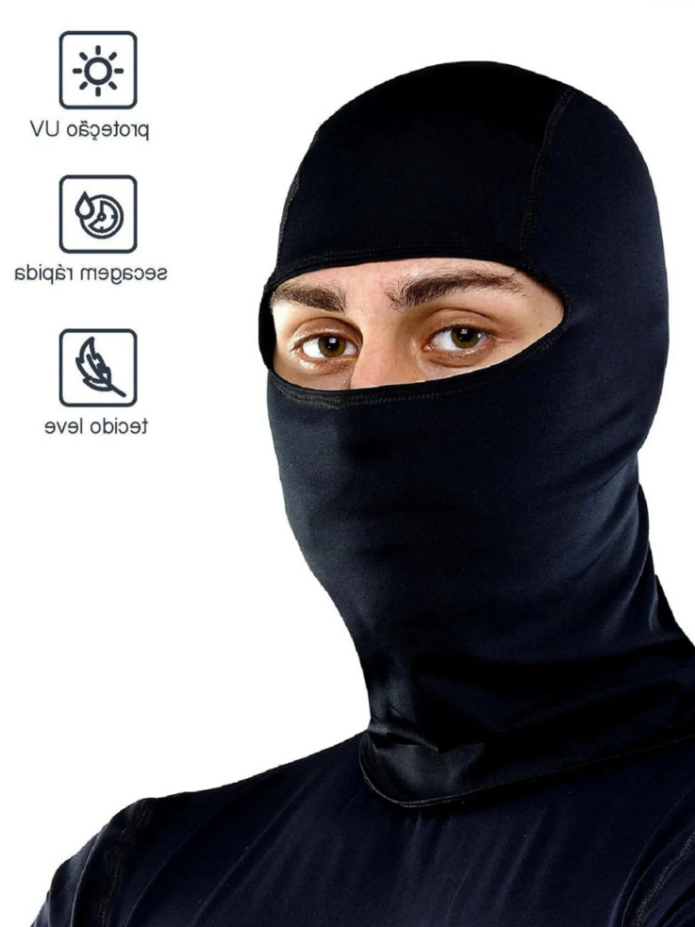 Balaclava Toca UV+50 Proteção Solar Térmica Motoqueiro Motoboy touca preta