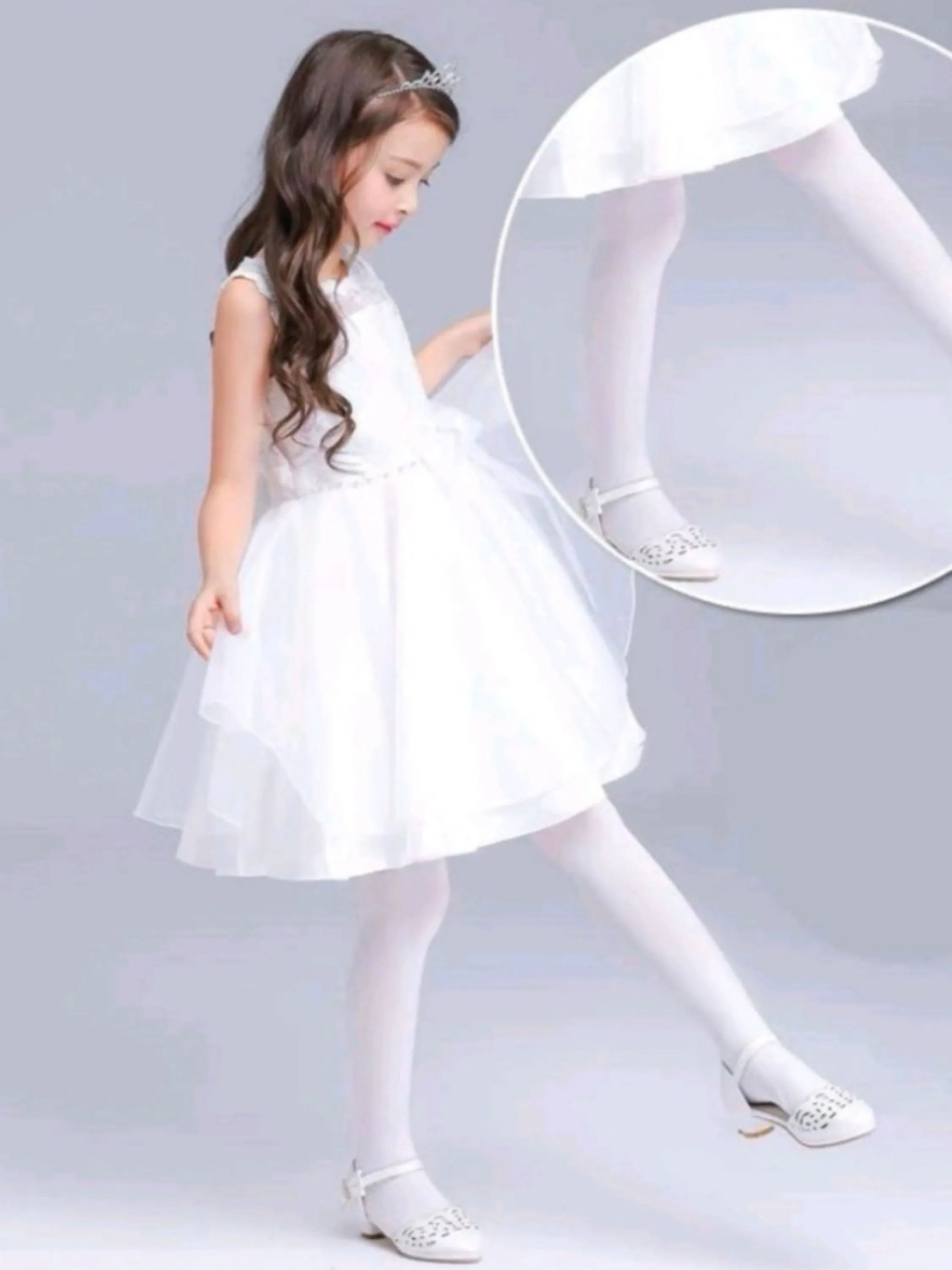 Kit 12 Meia Calça infantil Fio 40 Tradicional Ballet Jazz/branco/rosa