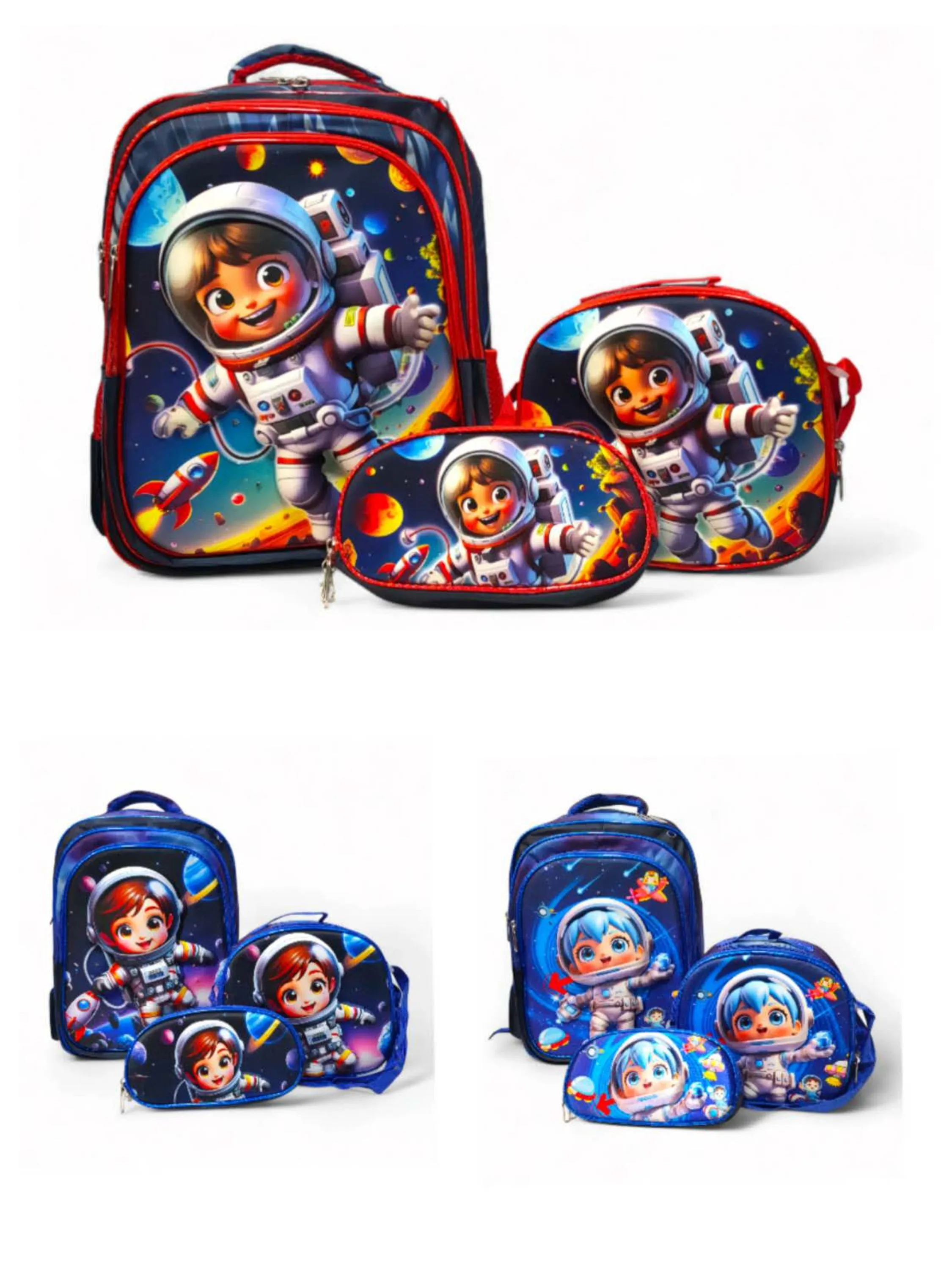 Kit de 3pcs, Mochila Escolar Infantil com LED