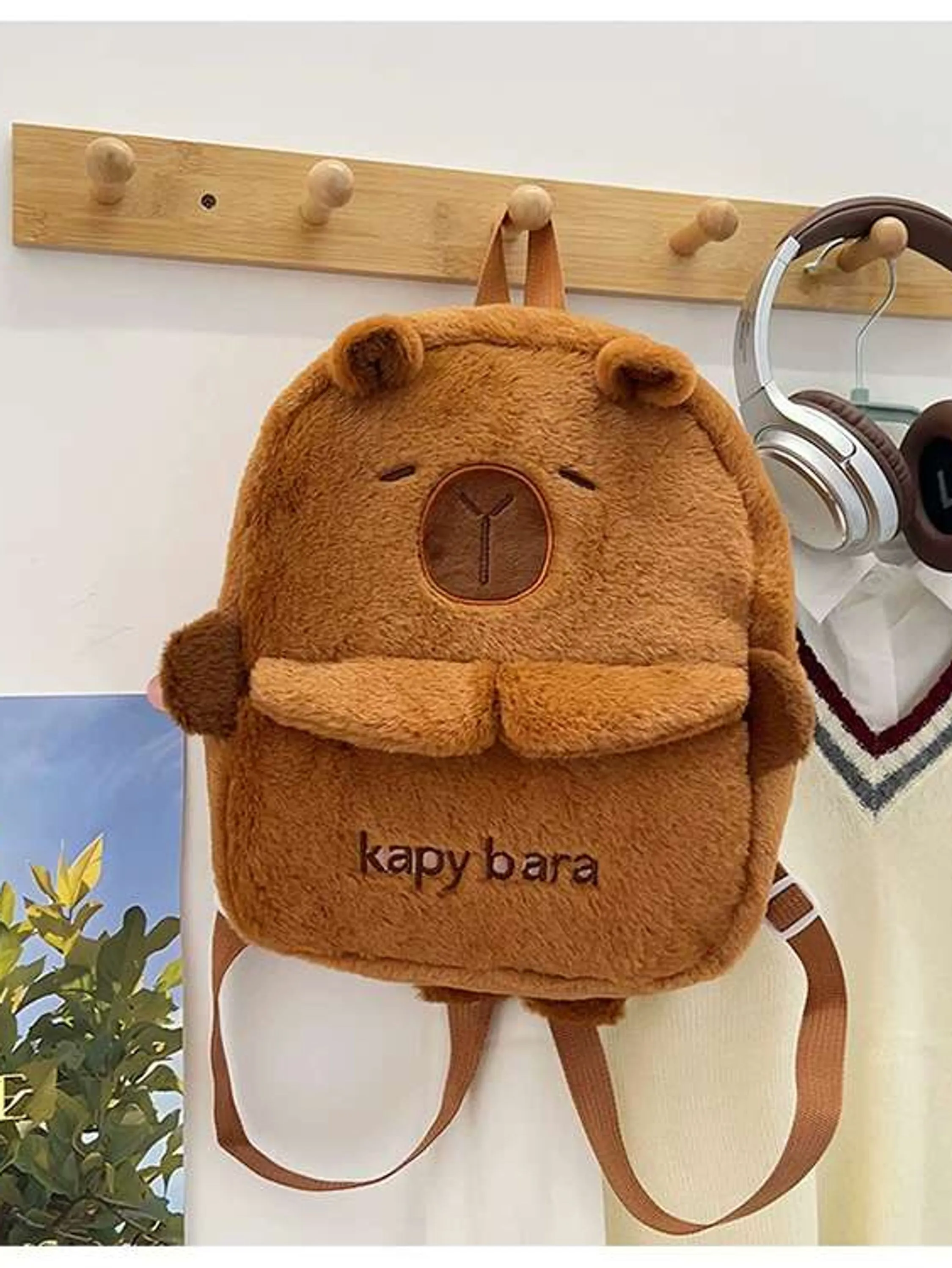 Mochila Capivara de Pelúcia Fofa – Infantil Escolar,Passeio
