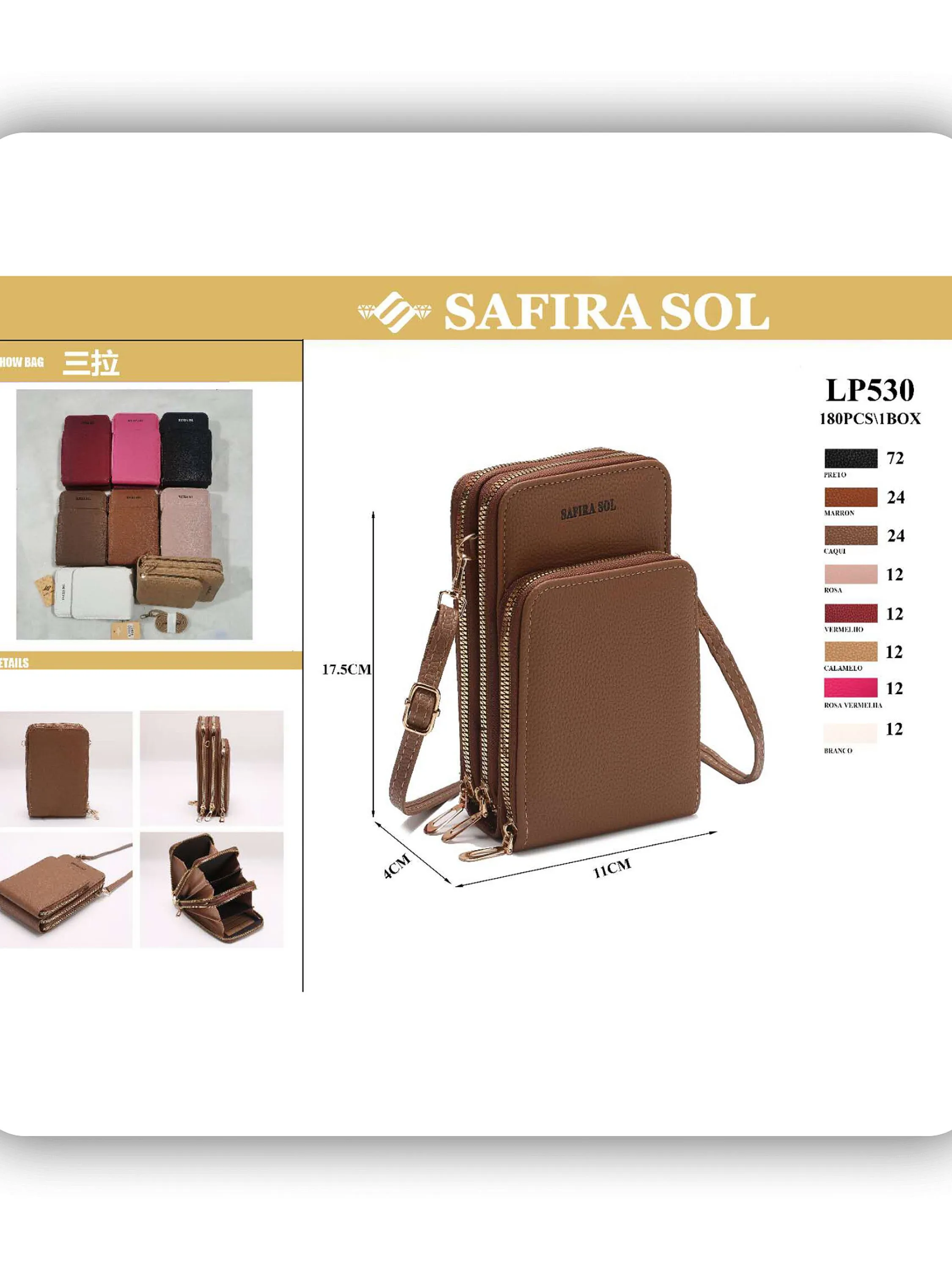 bolsa feminina 3 ziper（LP530）