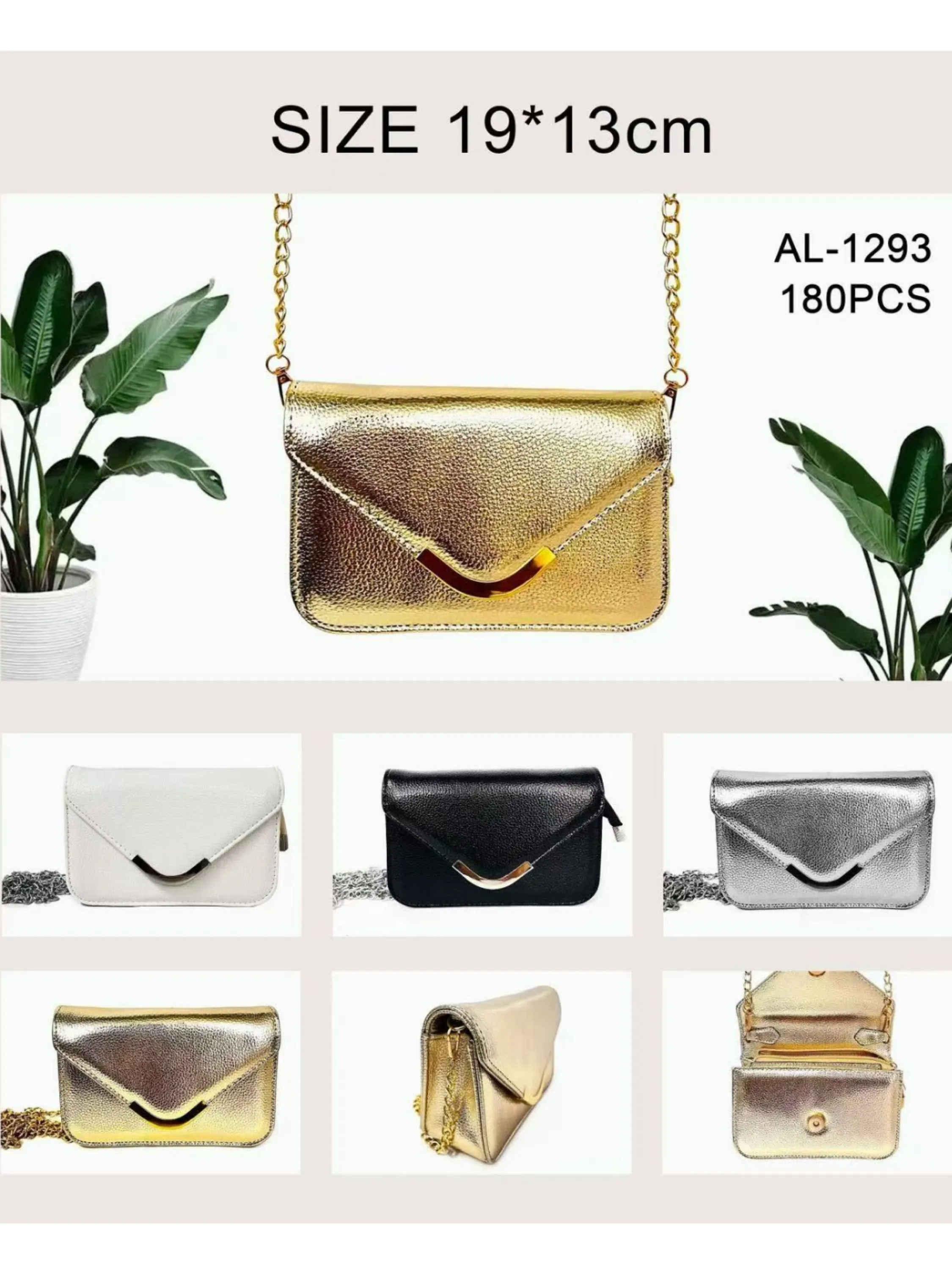 Bolsa envelope metalizada com alça de corrente AL-1293