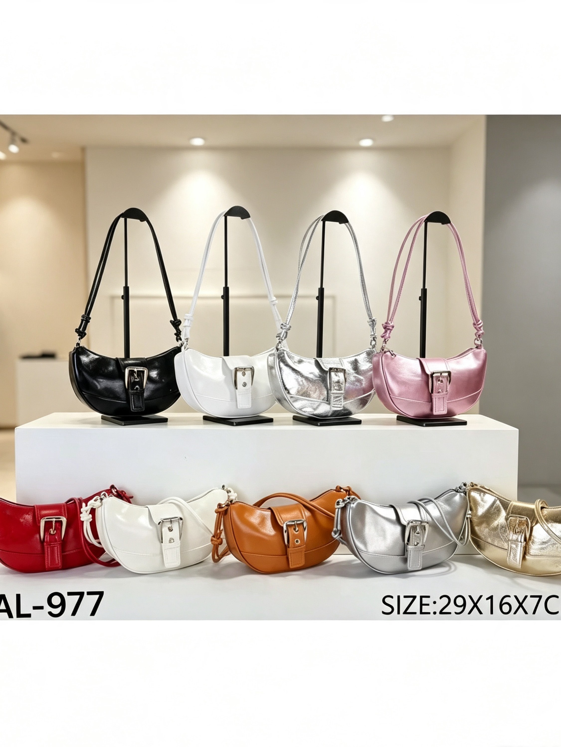 Kit 3 pçs Bolsa Meia Lua - cores aleatórios AL-977