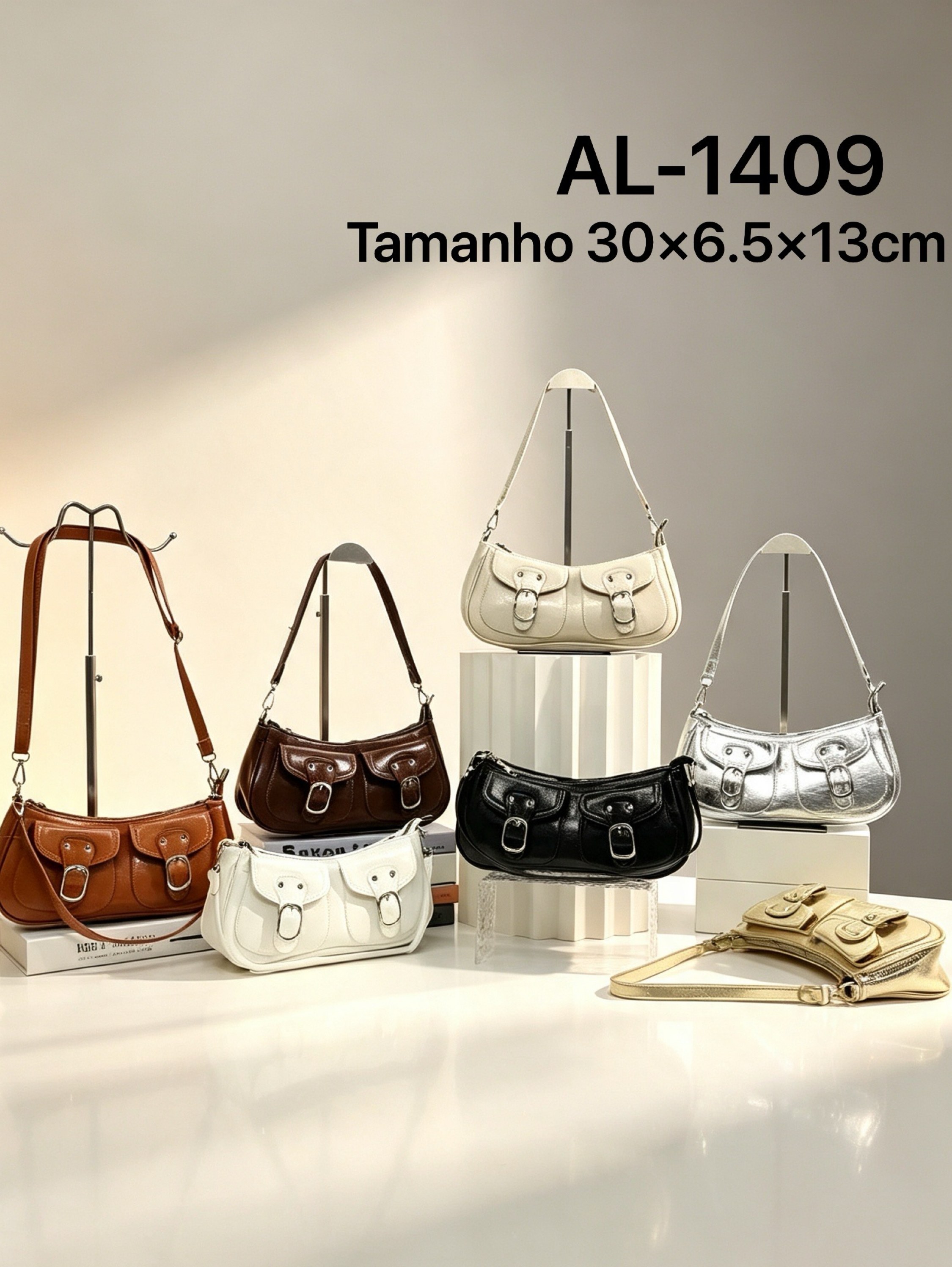 Bolsa Metalizada Imitacao Coach com 2 alças AL-1409