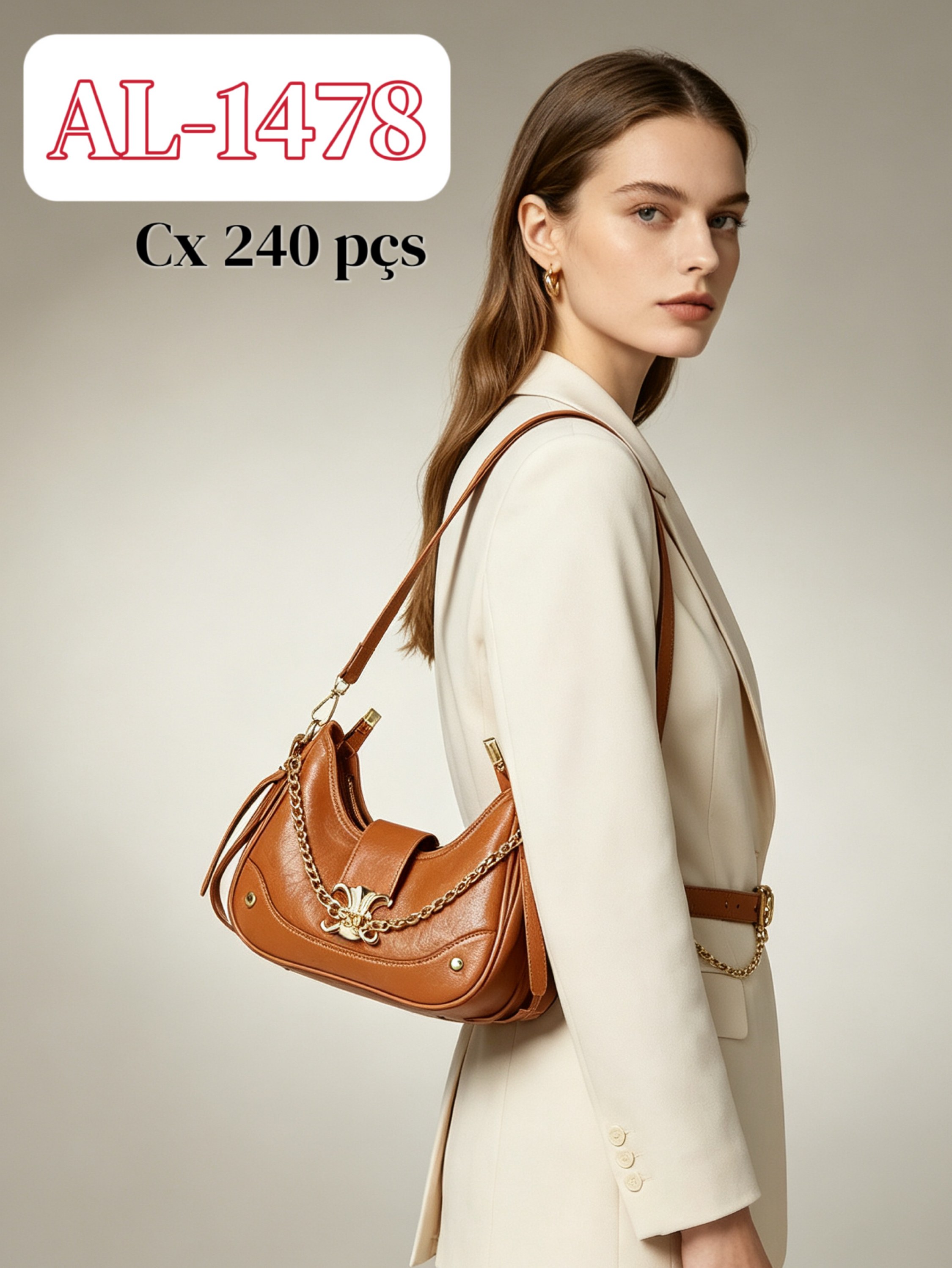 Bolsa meia lua metalizada AL-1478