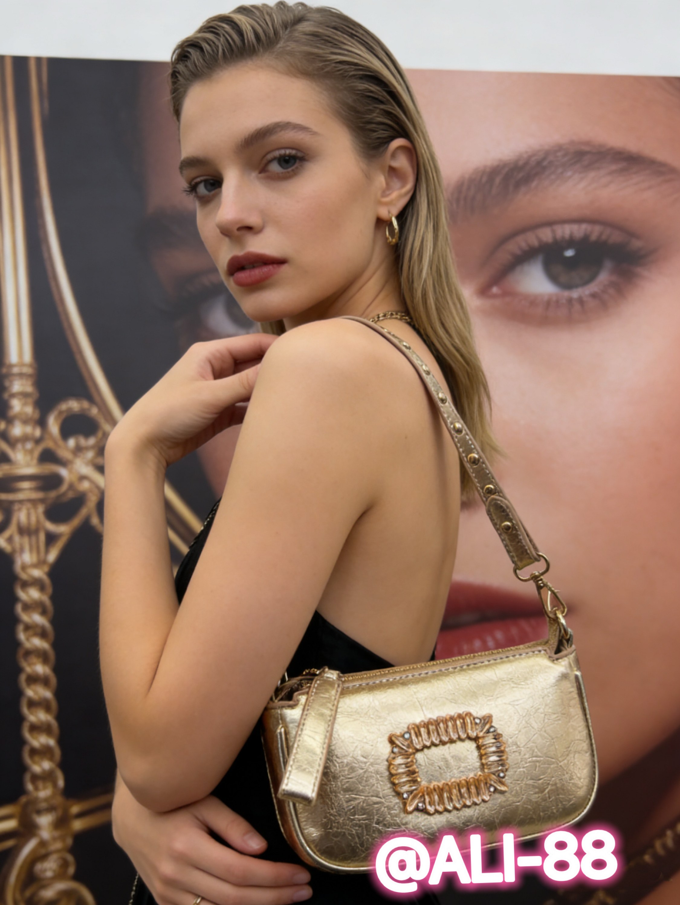 Bolsa chic com fecho strass 2 alças AL-1362