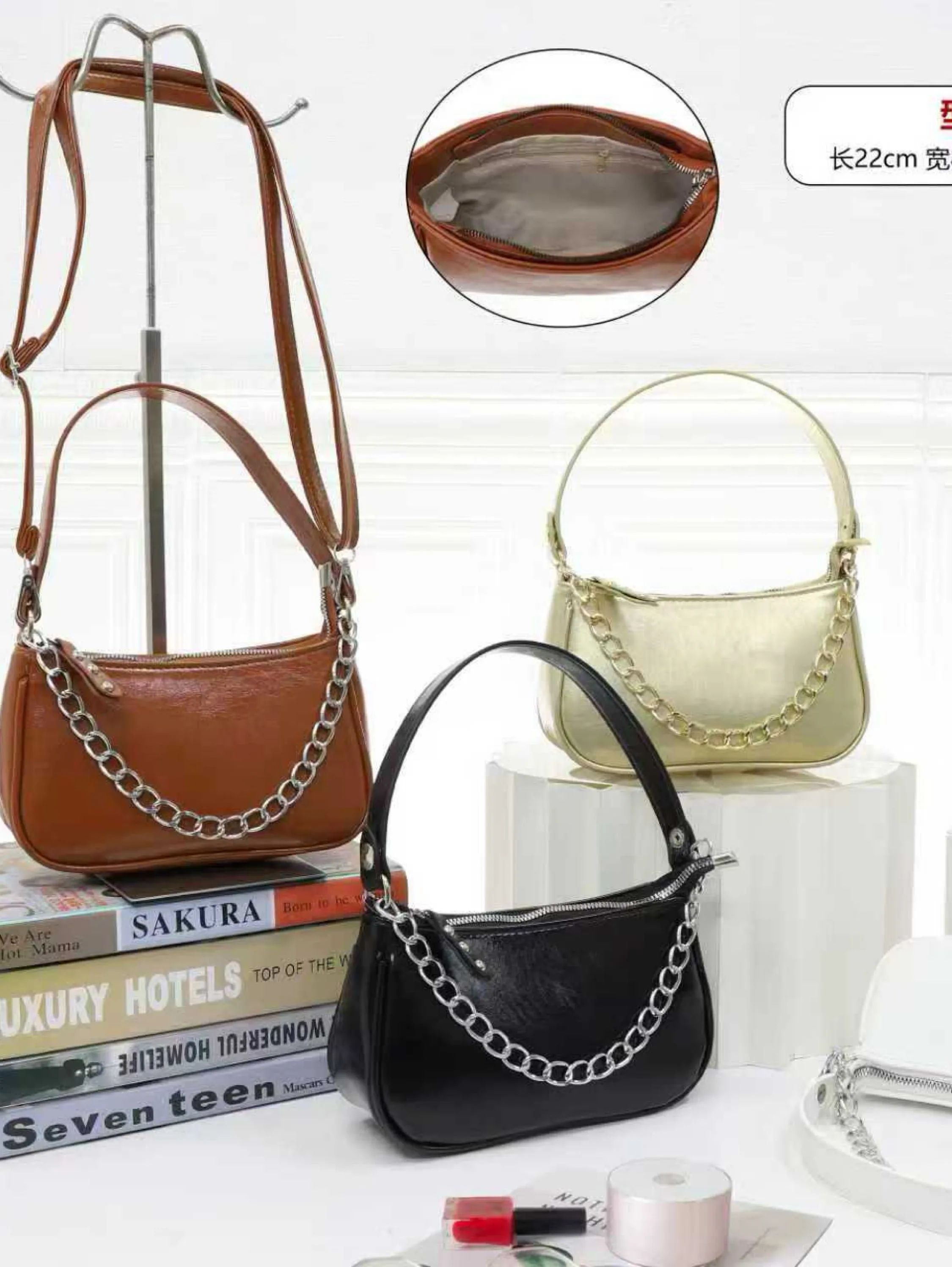 Bolsa metalizada 2 alças bem bonita AL-1210