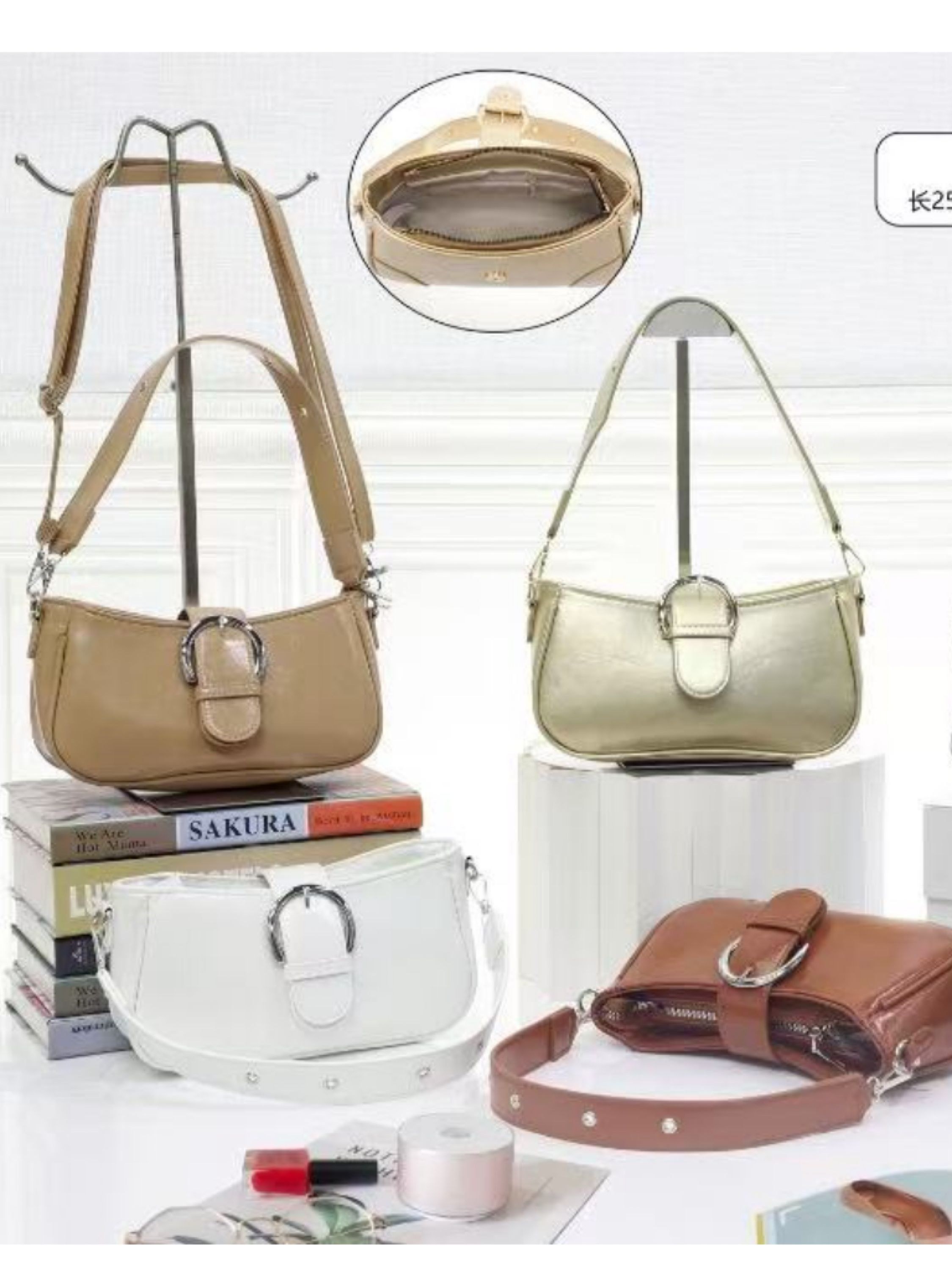 Bolsa metalizada com fivela de cinto AL-1370