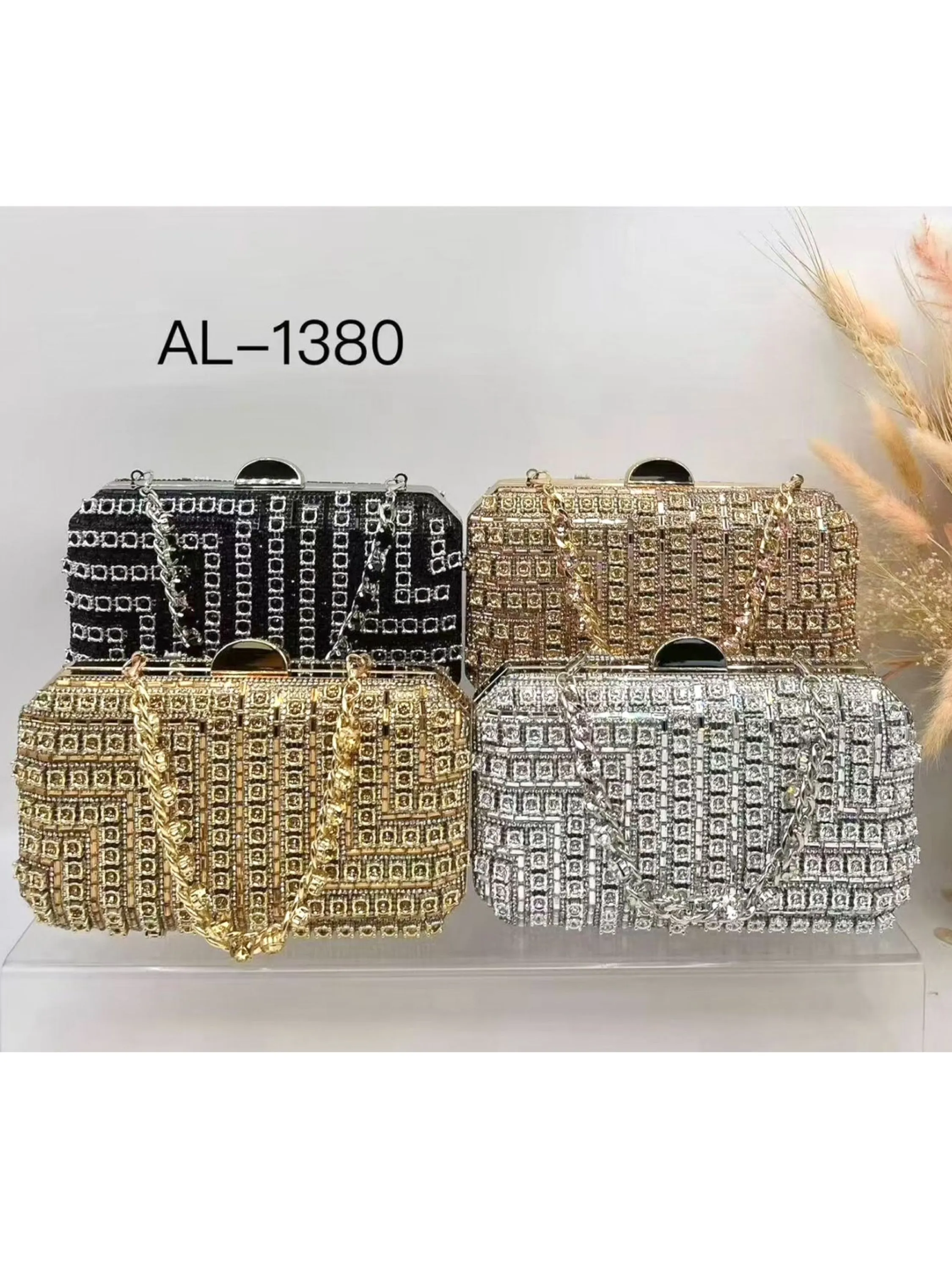 Bolsa clutches toda pedrada bem chic AL-1380