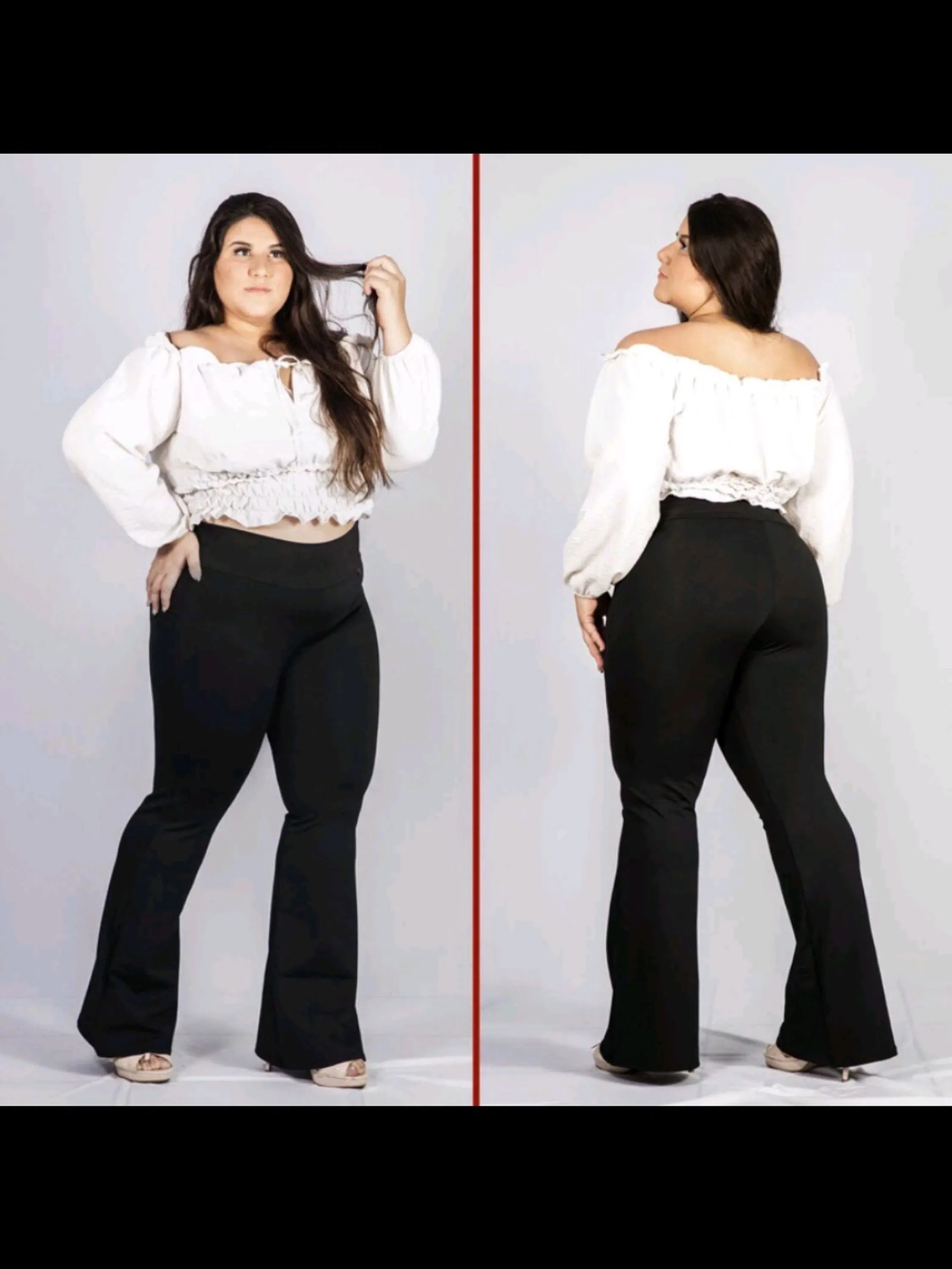 Calça legging flare plus size feminino cintura alta