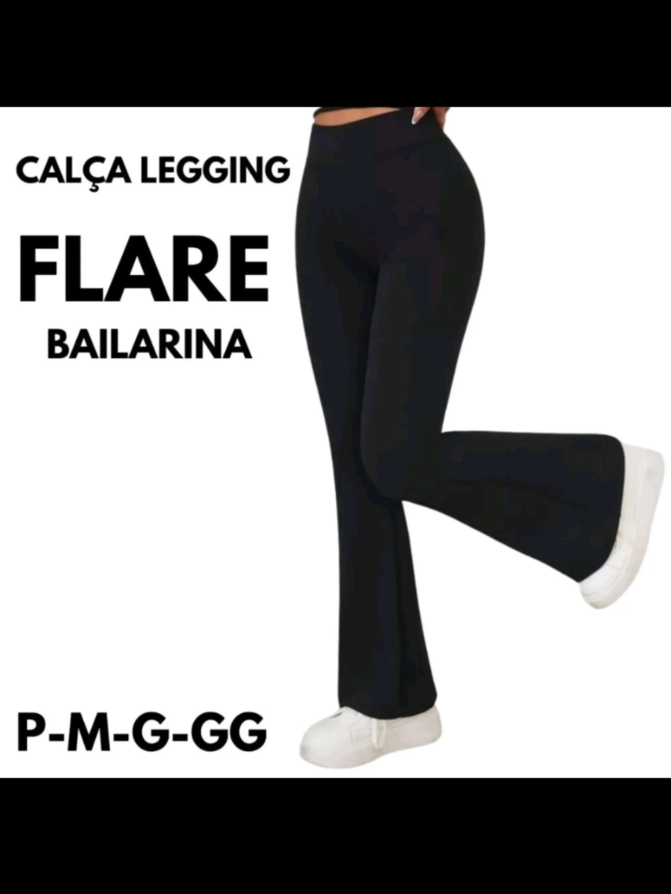 Calça legging flare fitness feminino cintura alta