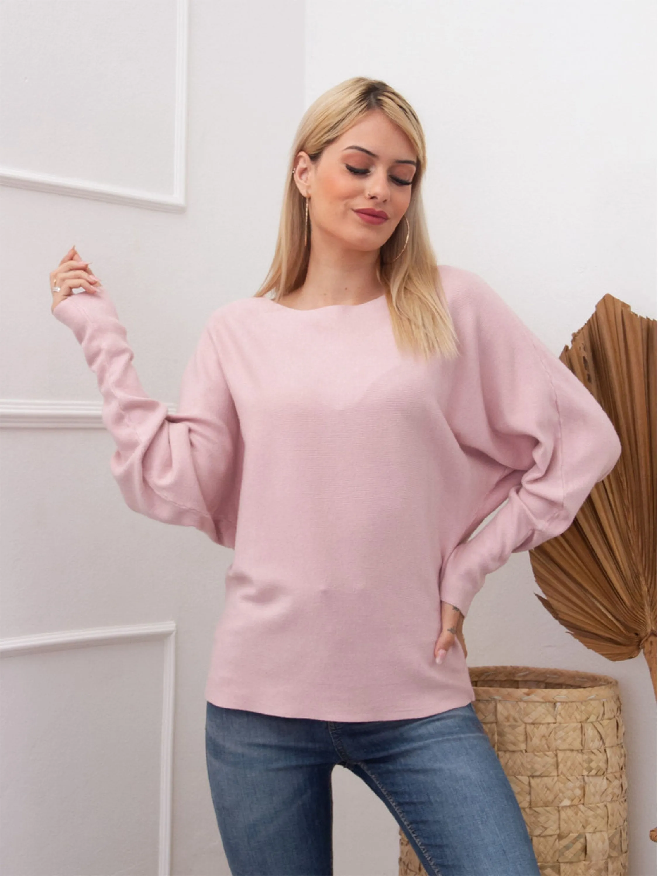 Blusa morcego manga longa feminina