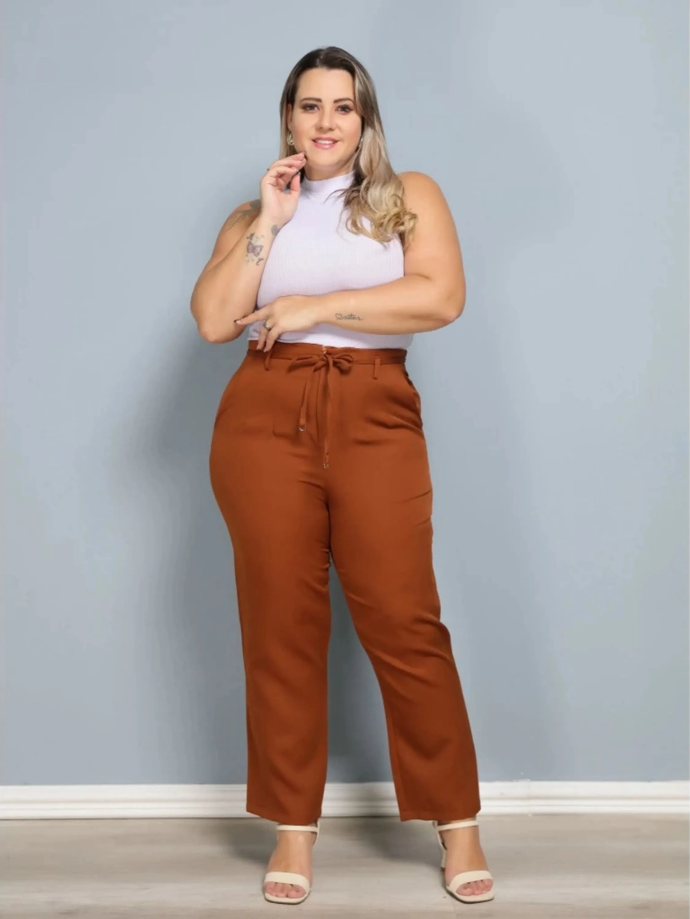 CALÇA ZARA LAÇO CORDAO CINTURA ALFAIATARIA PLUS SIZE