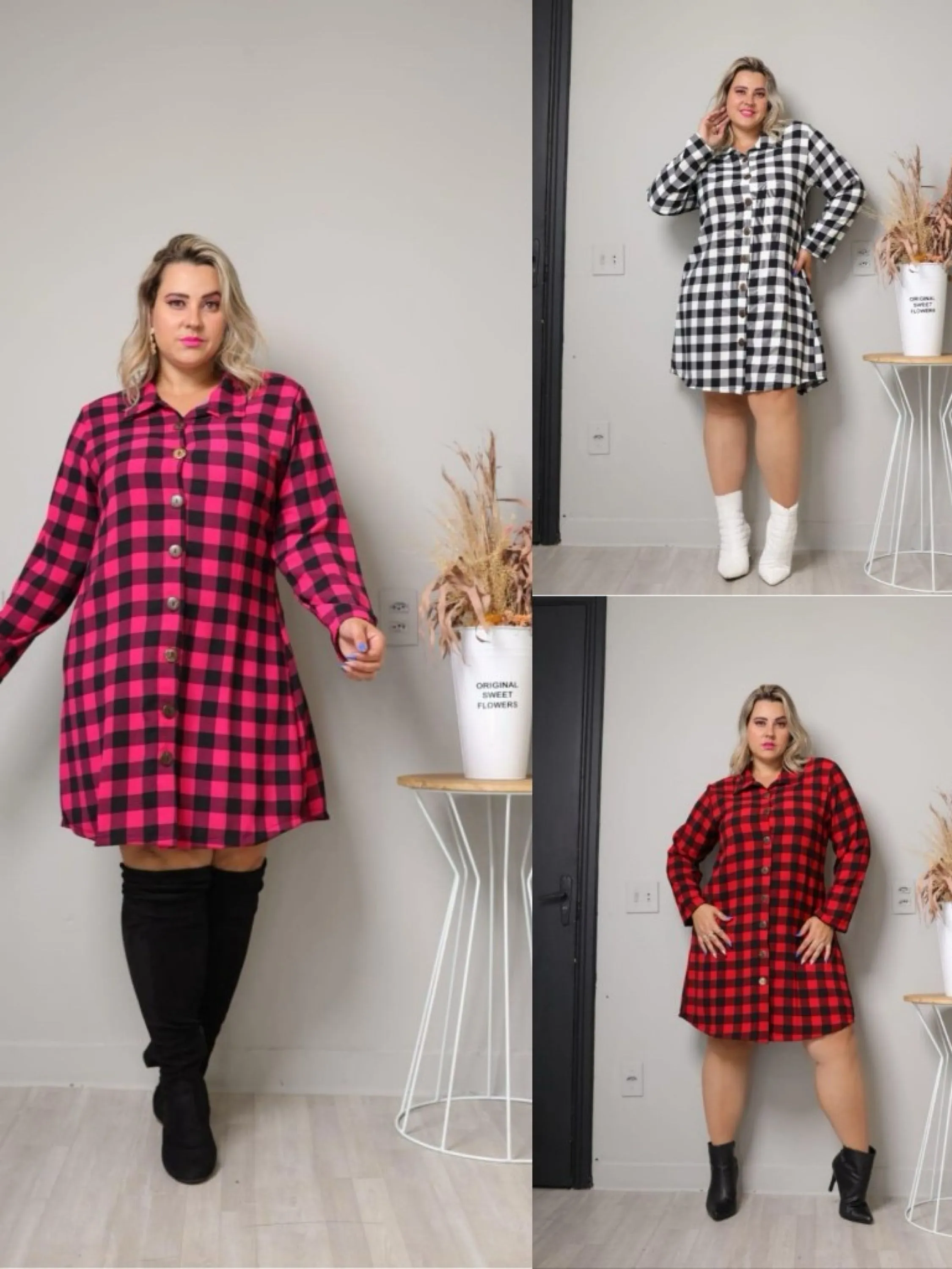 promocao Chemise Xadrez Plus Size