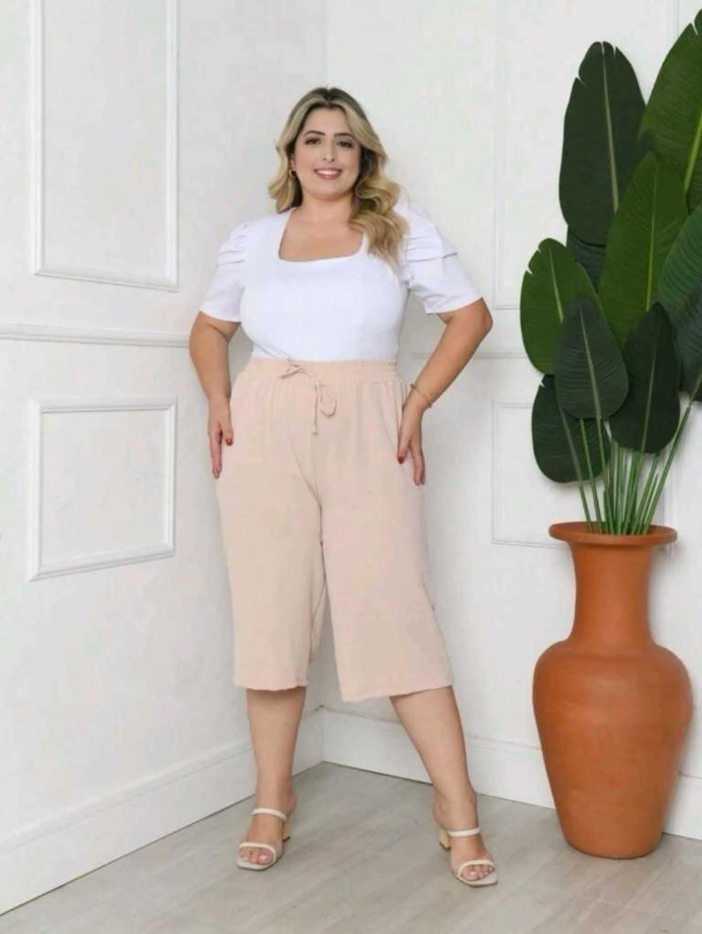 PANTACOUR PLUS SIZE feminino liso tecido duna G1 G2 G3