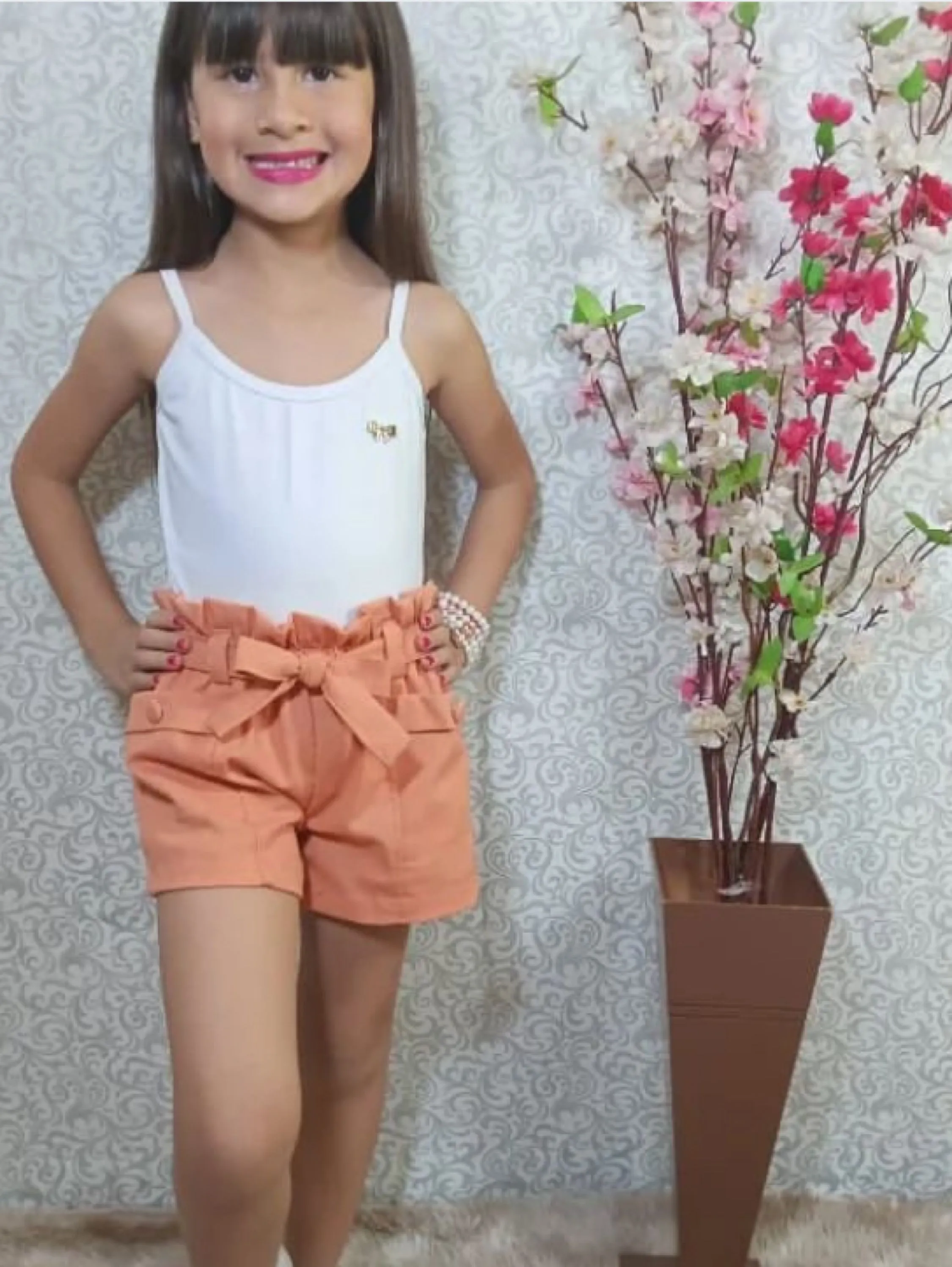 Shorts de linho infantil menina