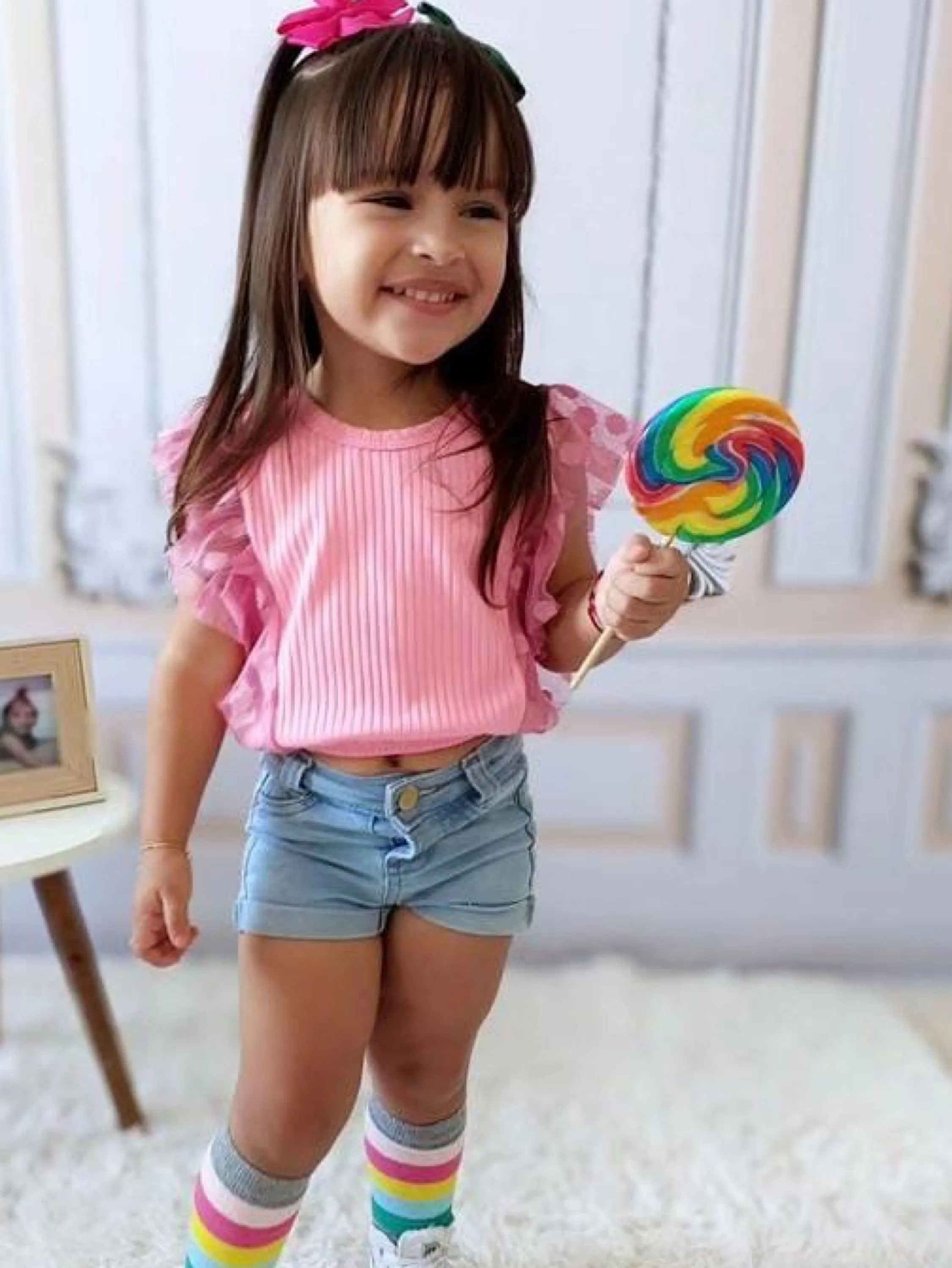 Blusa menina com manga de Tule m