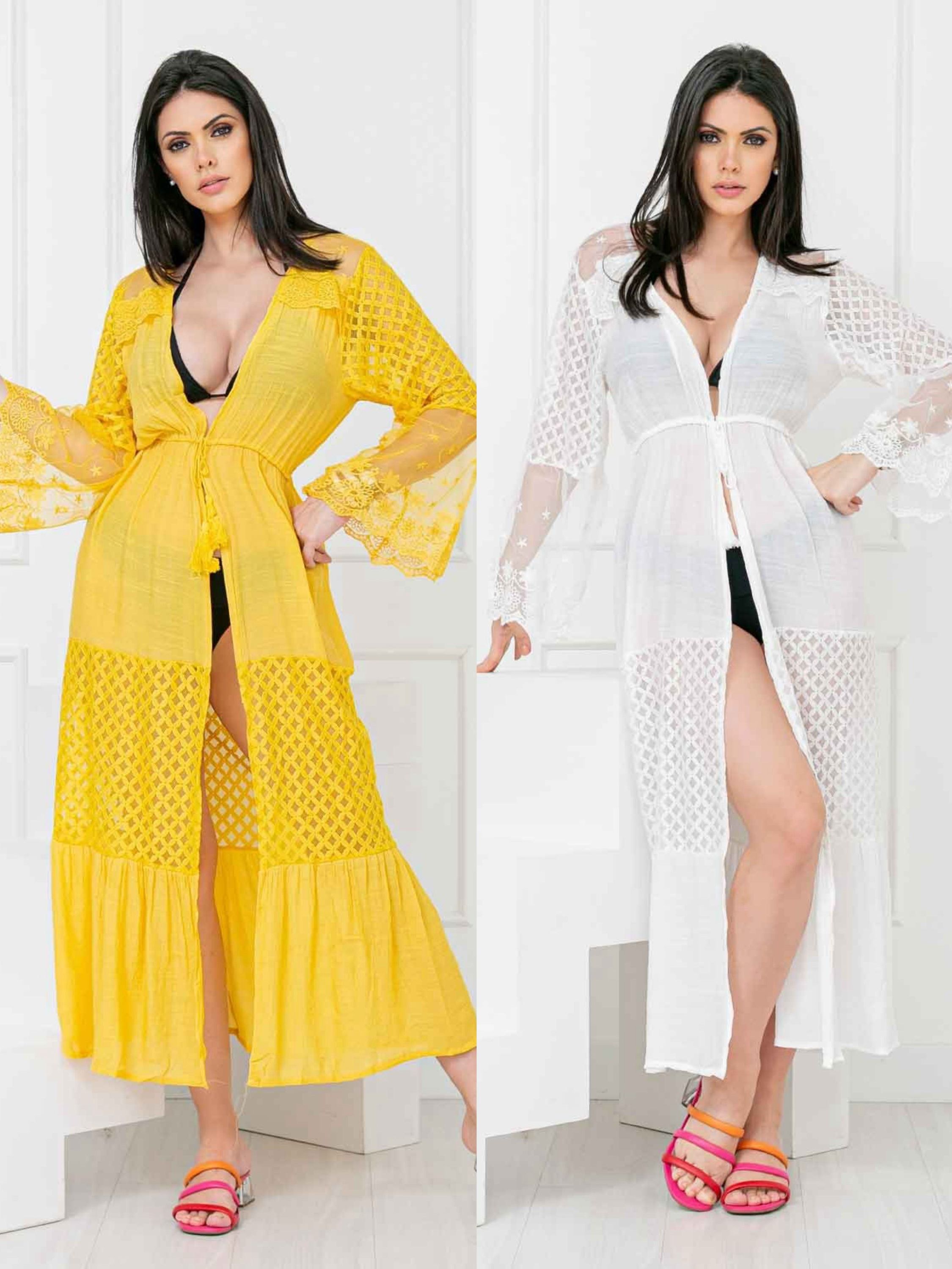 Saida De Praia Longa Com Renda 919