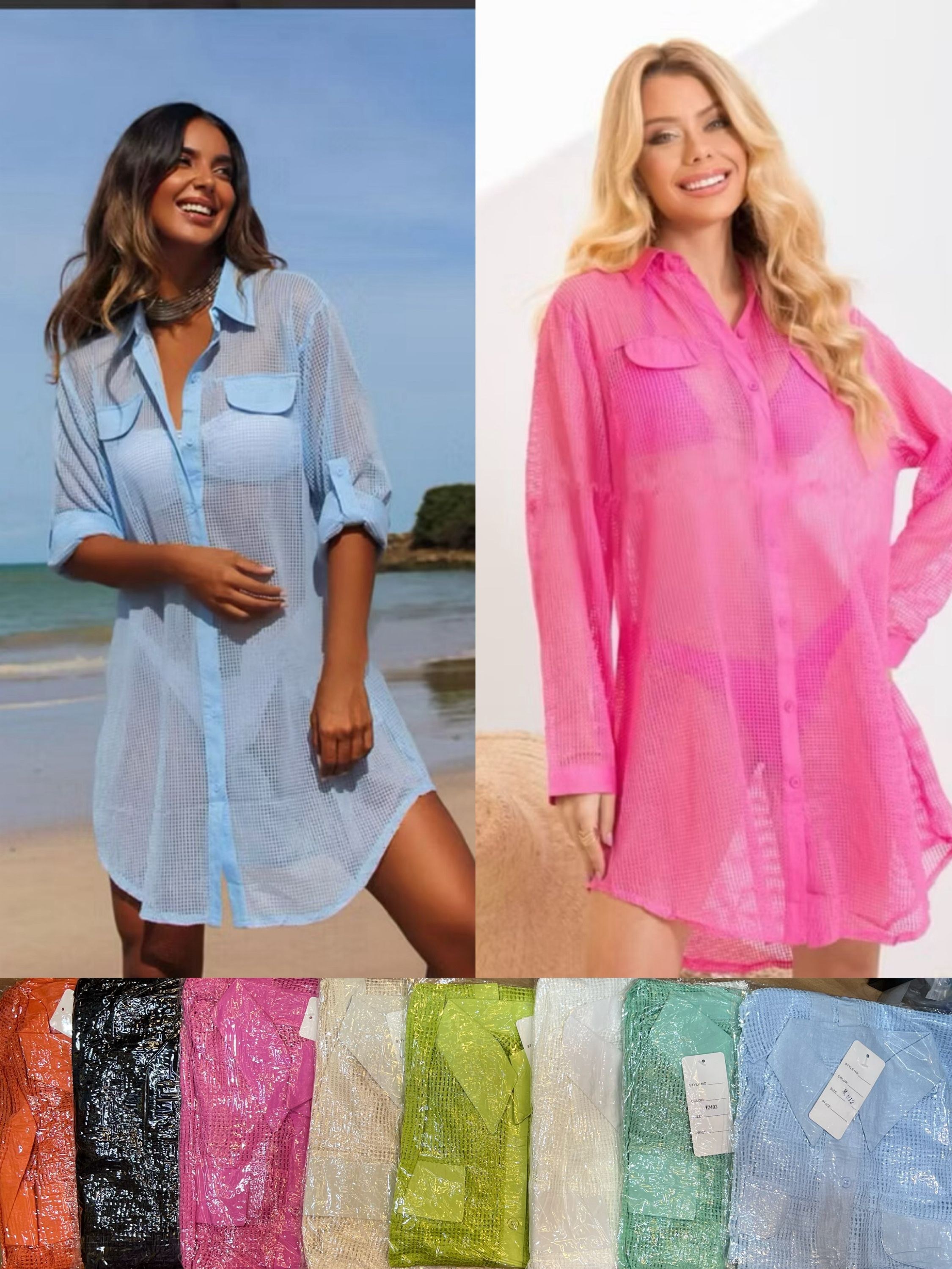 Saida De Praia Camisa De Telinha Moda Praia 2403