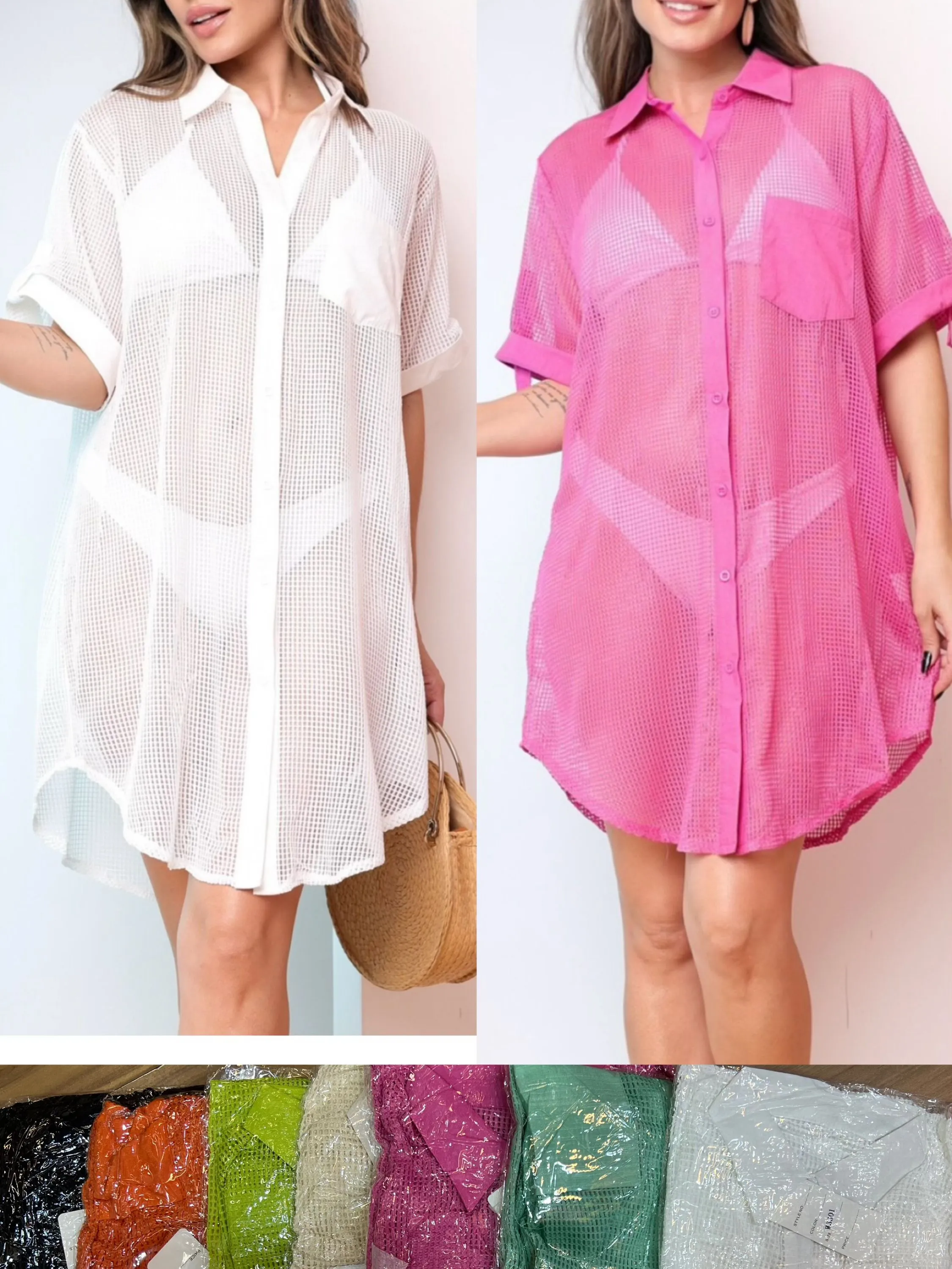 Saida De Praia  Camisa De telinha Moda Praia