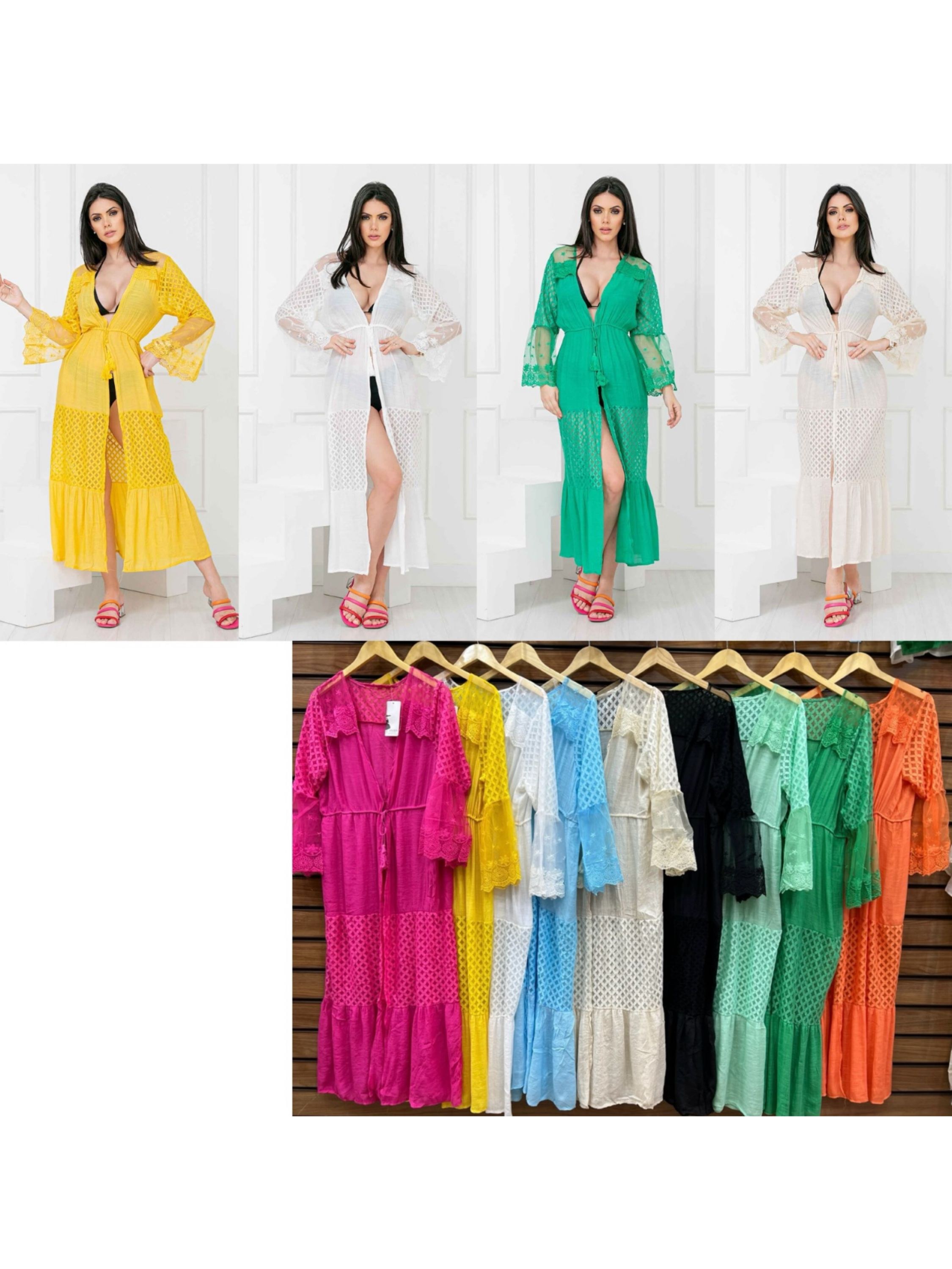 Saida De Praia Longa Com Renda 919