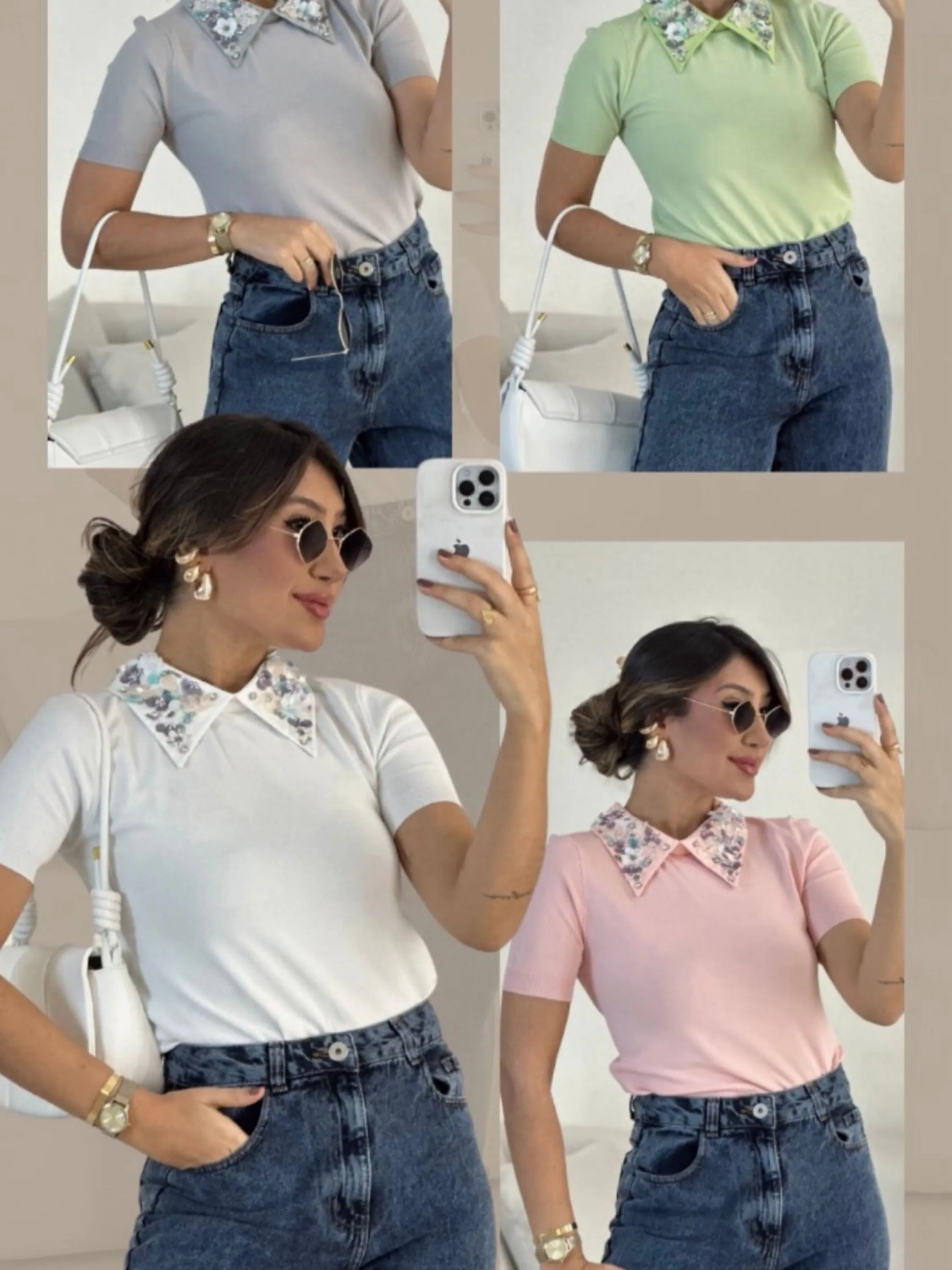 Blusa com gola lantejoulas