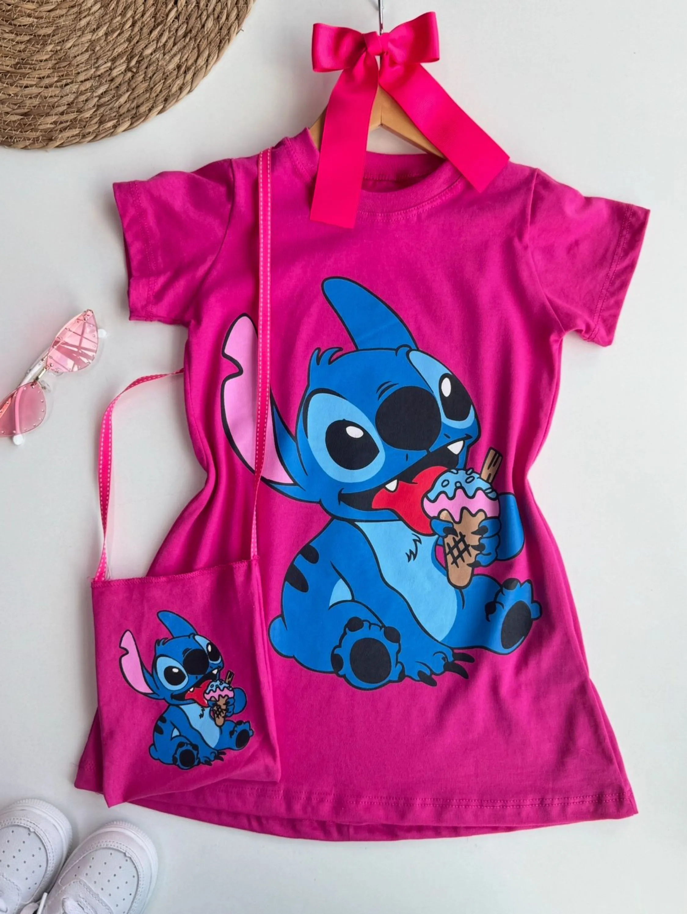 VESTIDO STITCH COM BOLSA