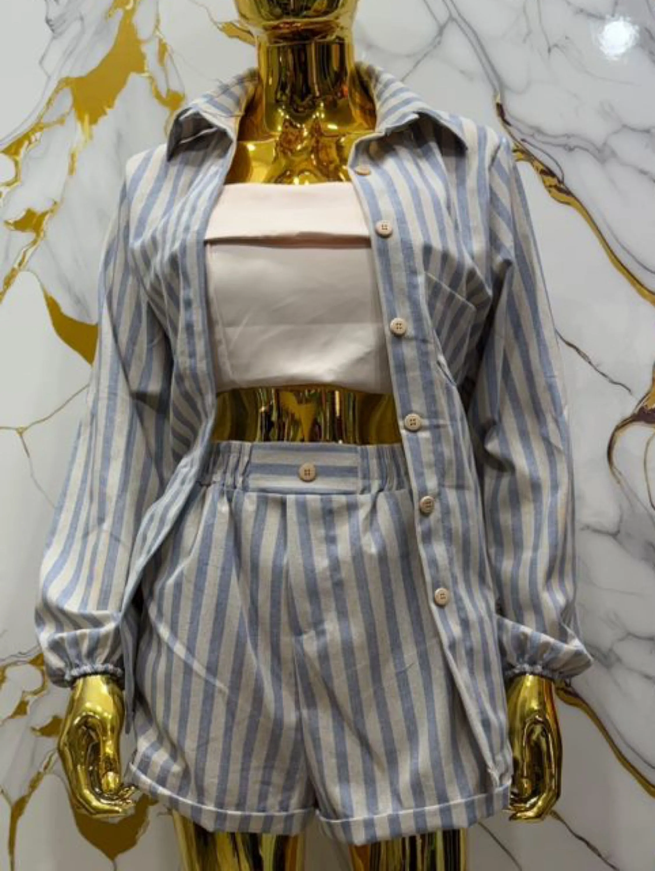 CONJUNTO LINHO MANGA LONGA LISTRADO