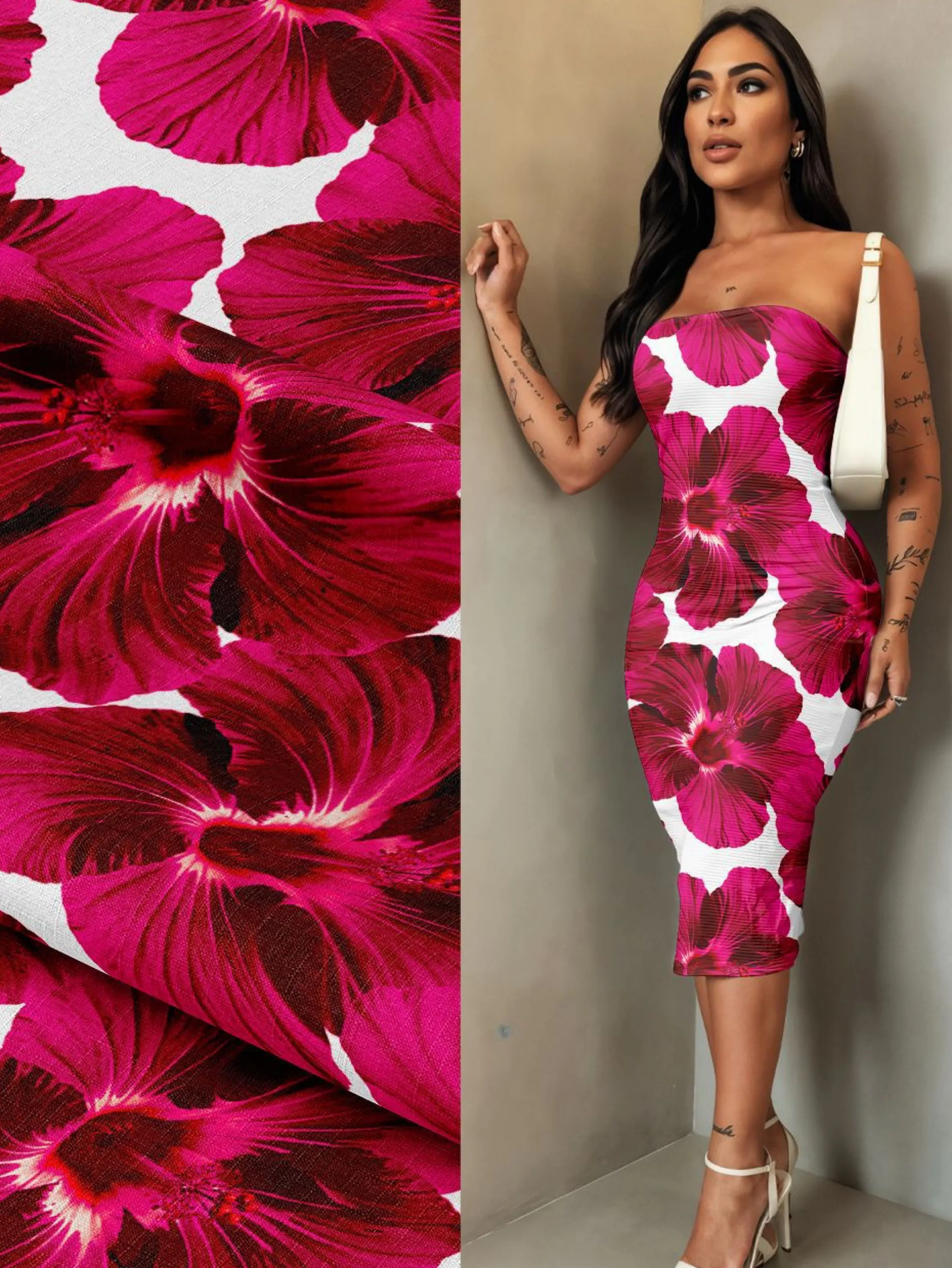 VESTIDO MIDI FRANZIDO FLOR