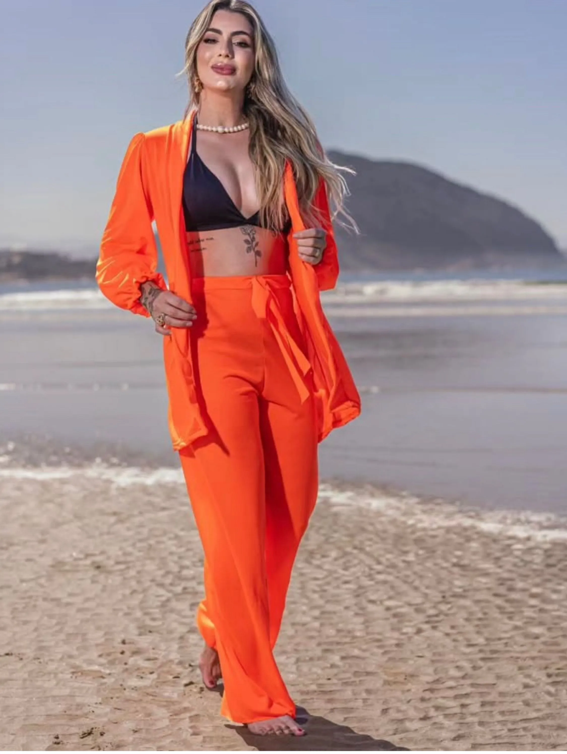 Conjunto calça e blusa manga praia