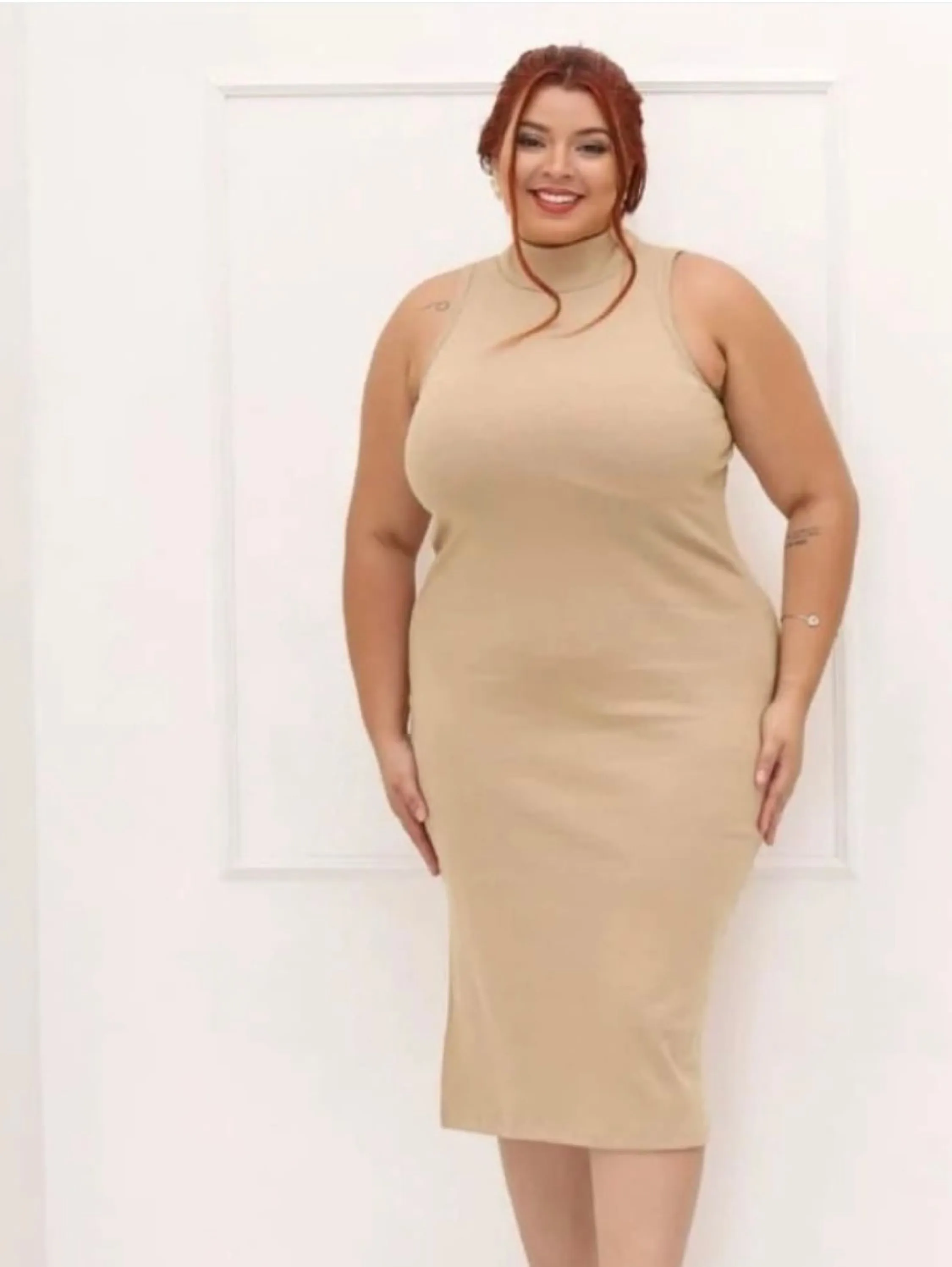 Vestido Midi Ribana plus size