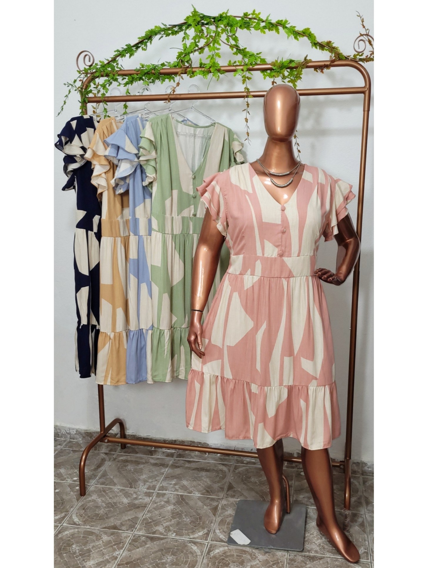Vestido Manga Babado Duplo