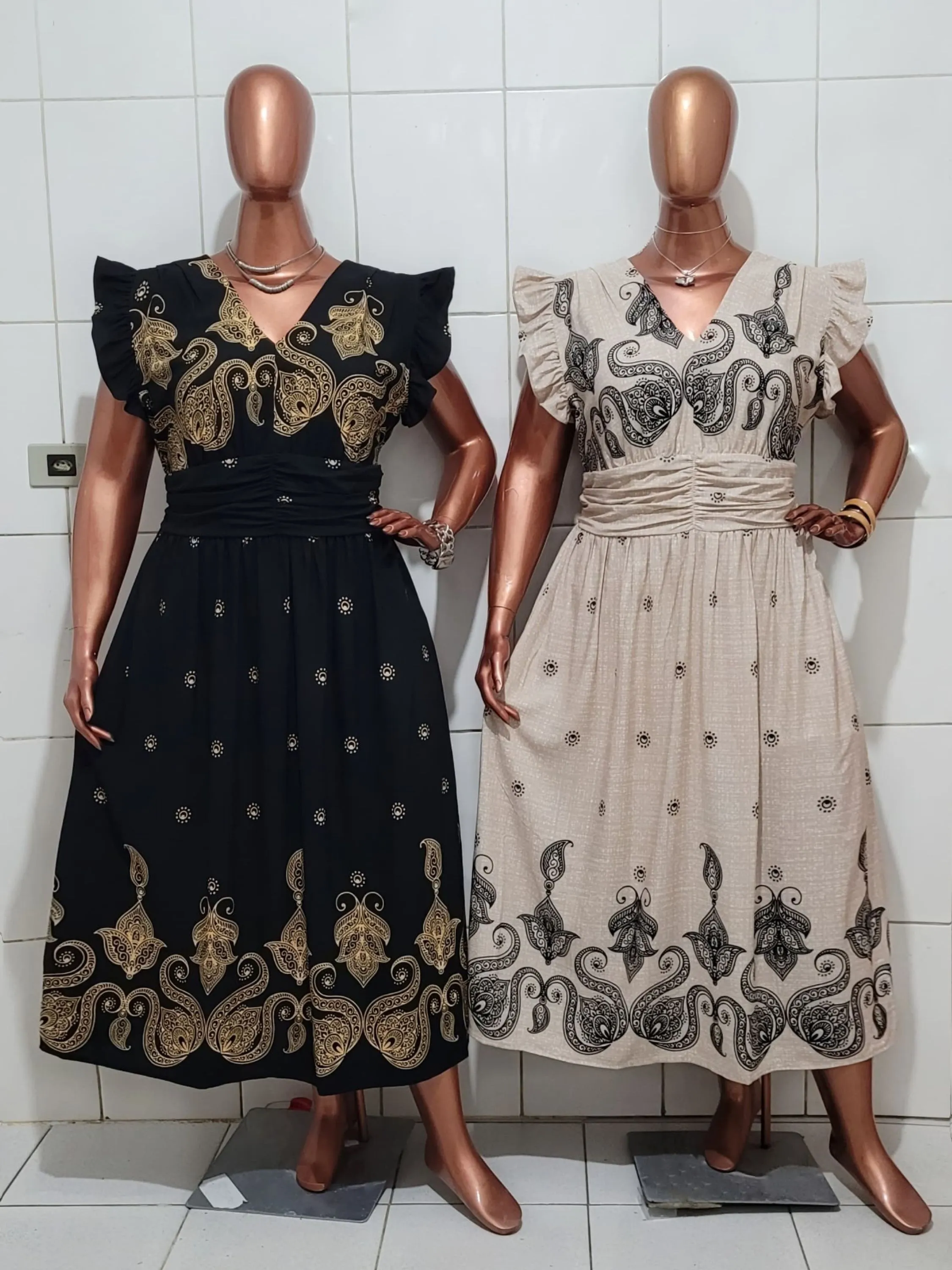 Vestido Manga Babado Longuete
