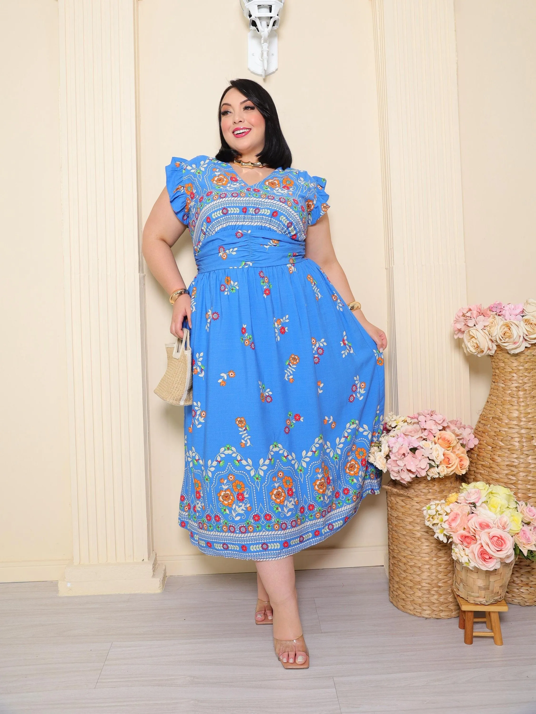 Vestido Manga Babado Longuete