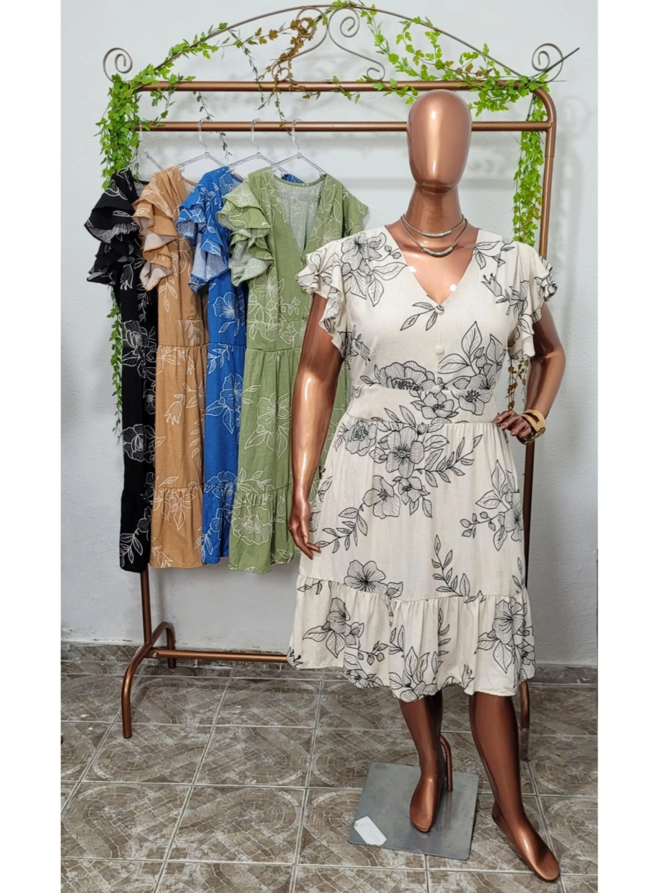 Vestido Manga Babado Duplo